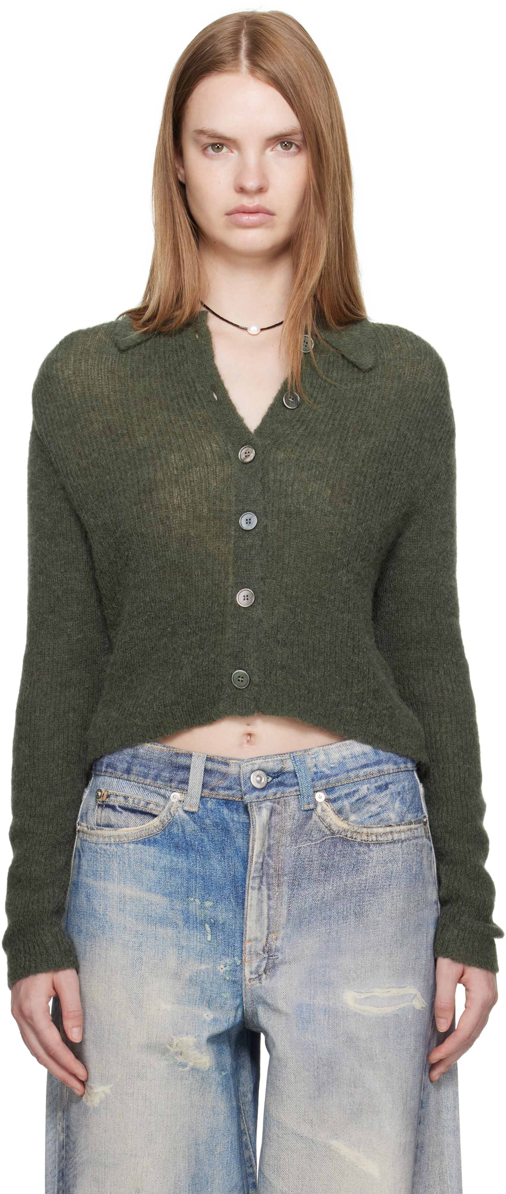 OUR LEGACY MAZZY POLO ニット カーディガン Our Legacy - Mazzy Polo Black Fuzzy Alpaca