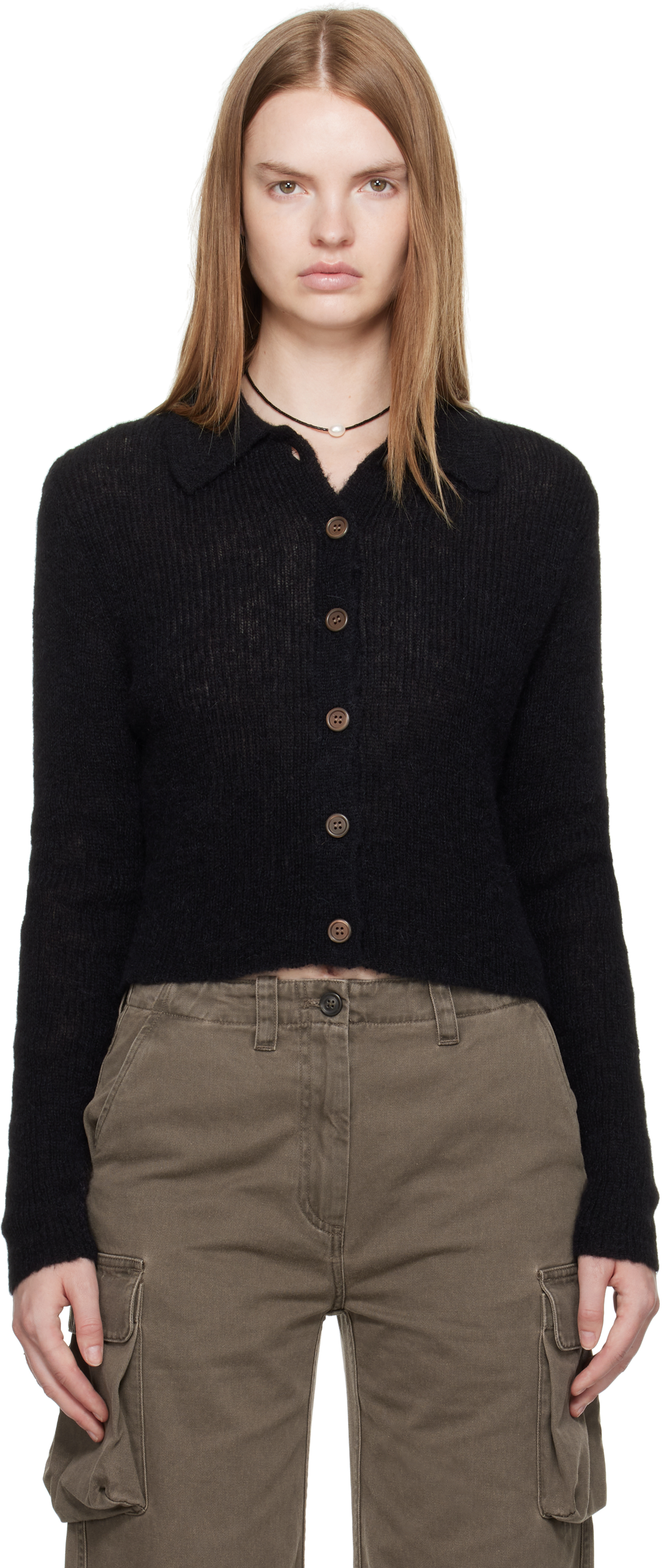 Our Legacy mazzy polo カーディガン Our Legacy - Mazzy Polo Black Fuzzy Alpaca