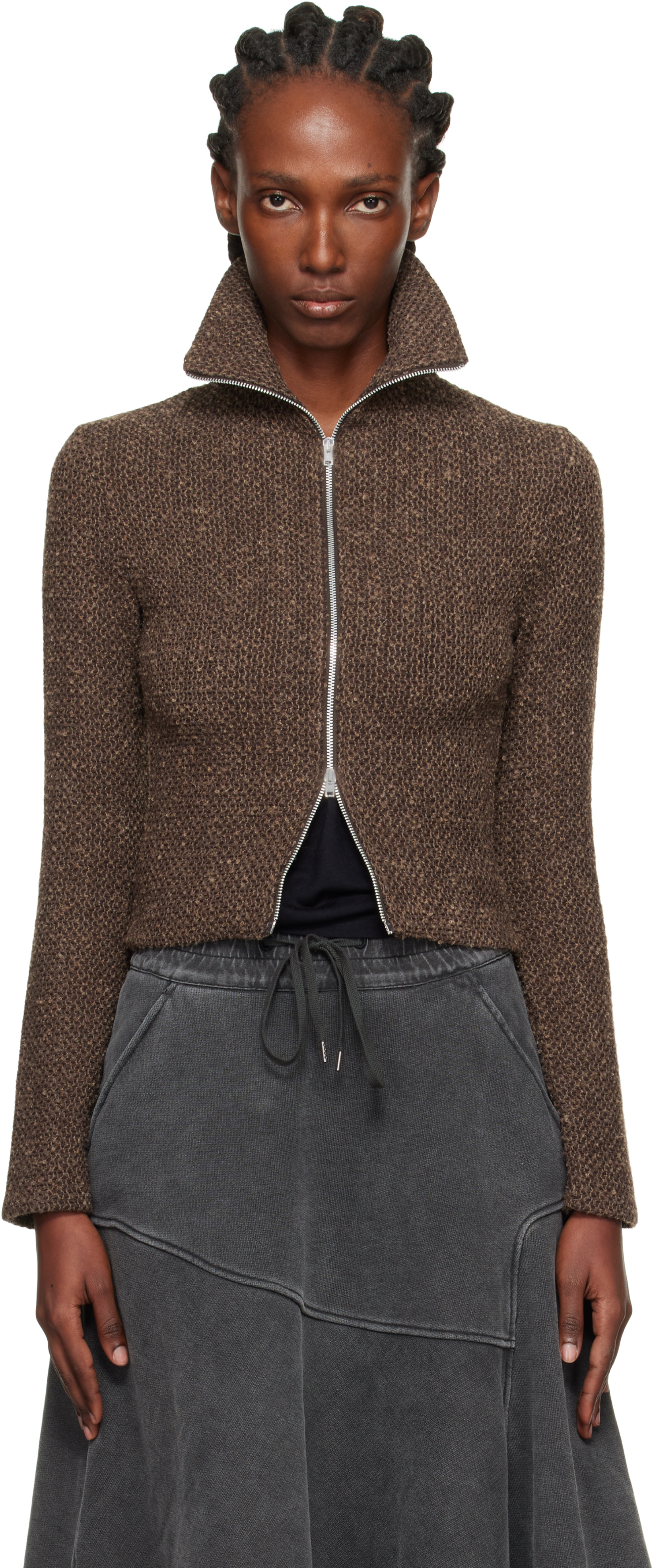 Brown Slim Zip Long Sleeve Jacket by OUR LEGACY on Sale