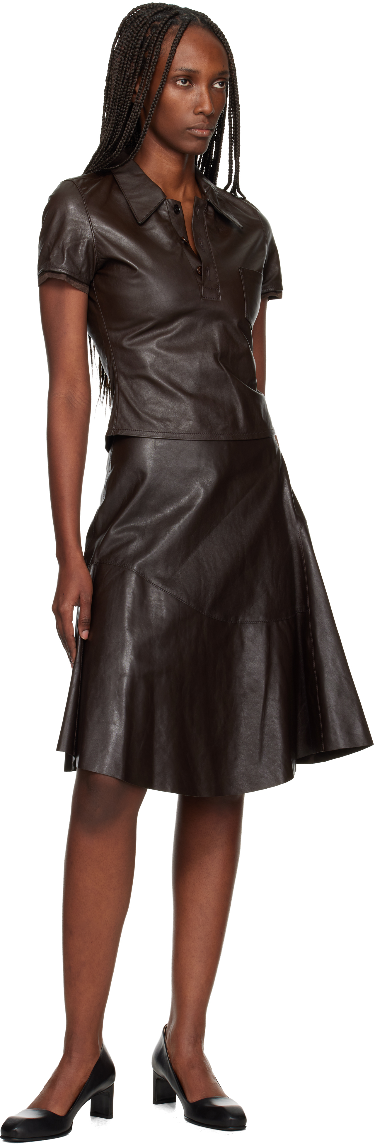 Our Legacy Brown Piquet Leather Blouse In Brown