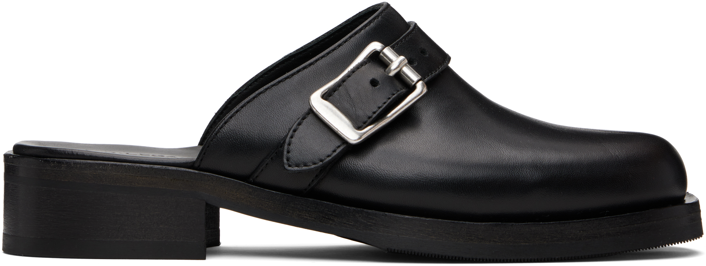 Our Legacy Camion Leather Flat Mules In Black