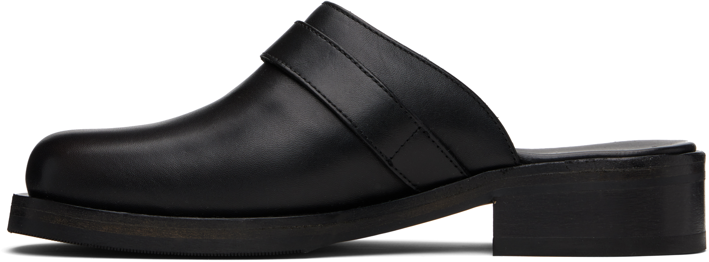 Our Legacy Camion Leather Flat Mules In Black