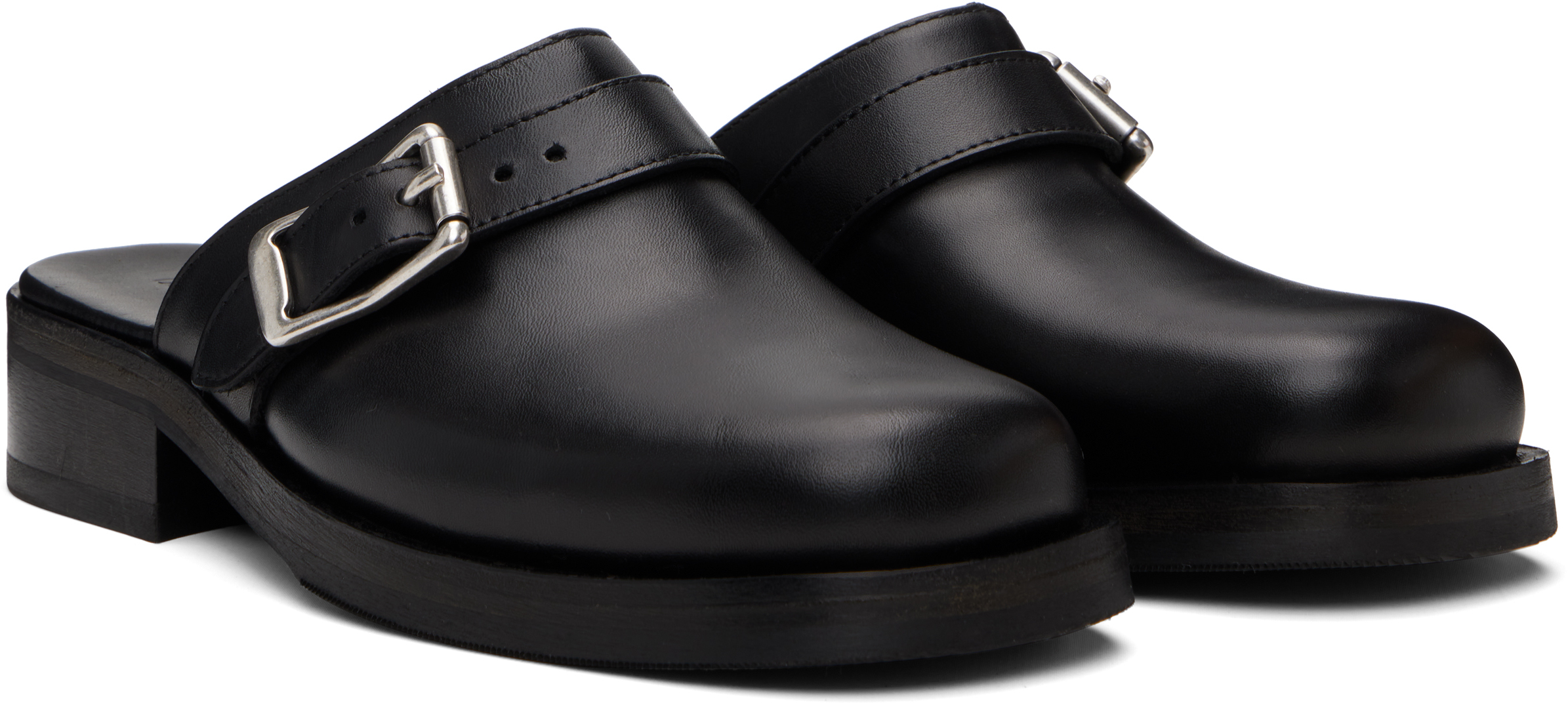 Our Legacy Camion Leather Flat Mules In Black