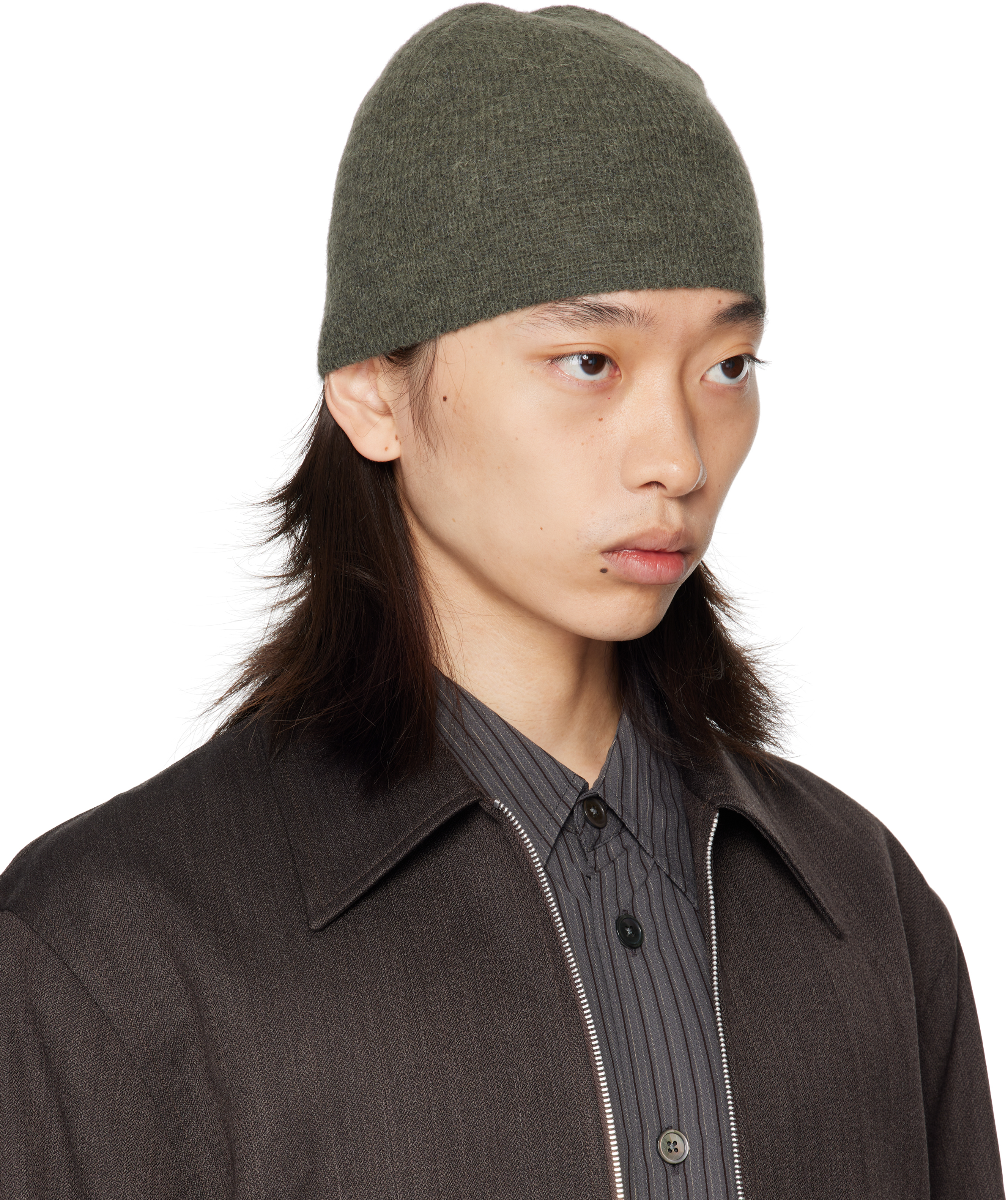 Our Legacy Green Alpaca Beanie In Gray