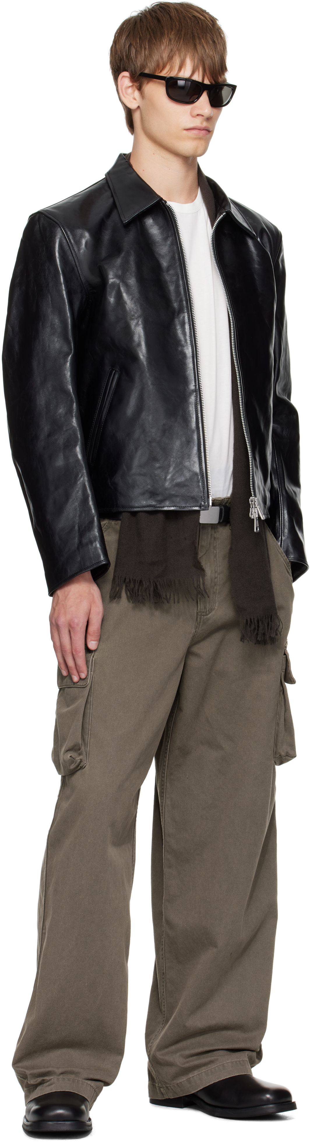 Our Legacy Dyed Leather Moto Jacket In Black