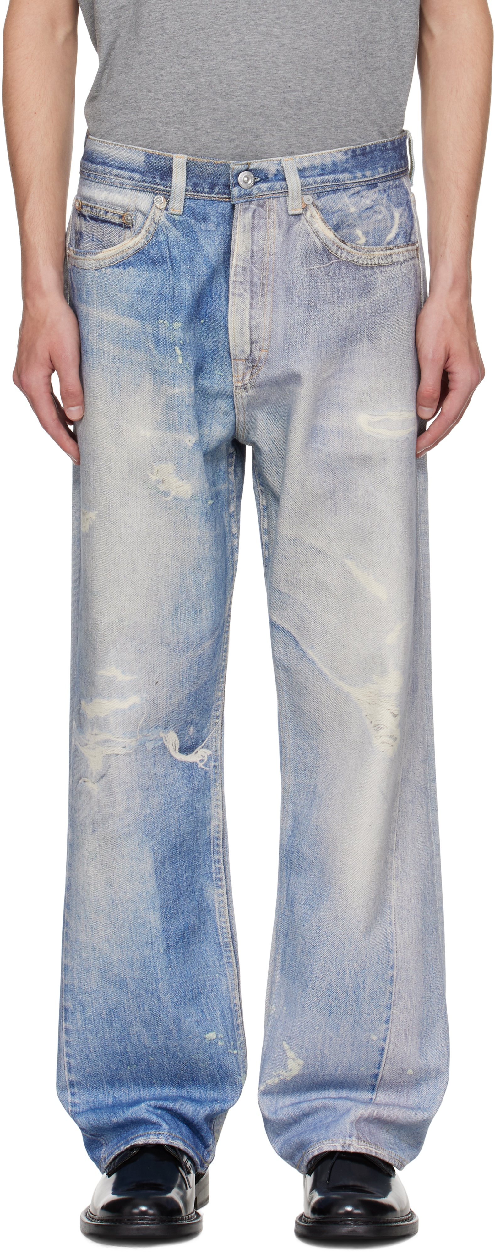Our Legacy Light Blue Ripped Faded Jeans In Blue