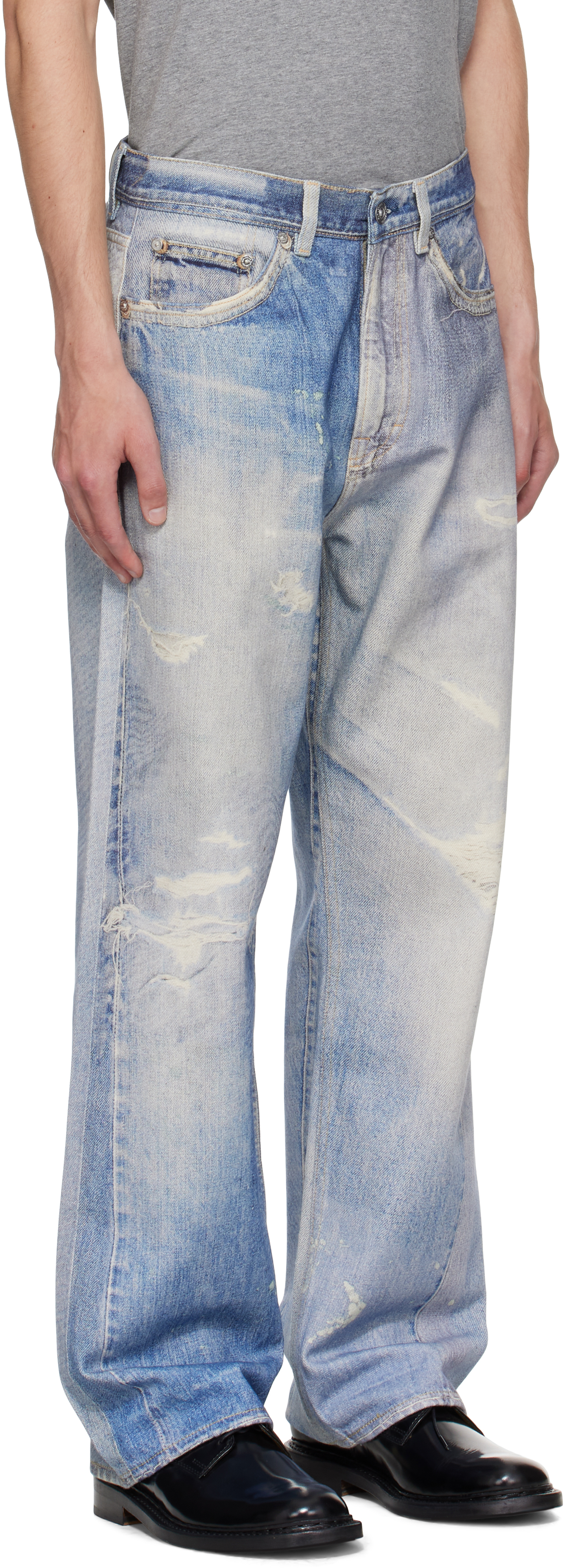 Our Legacy Light Blue Ripped Faded Jeans In Blue