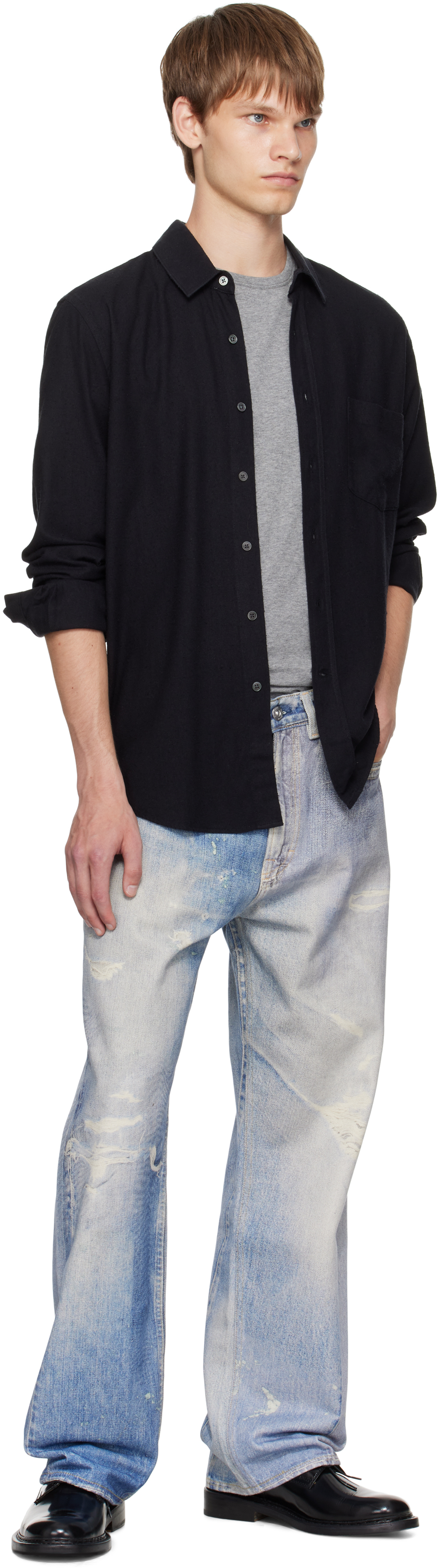 Our Legacy Light Blue Ripped Faded Jeans In Blue