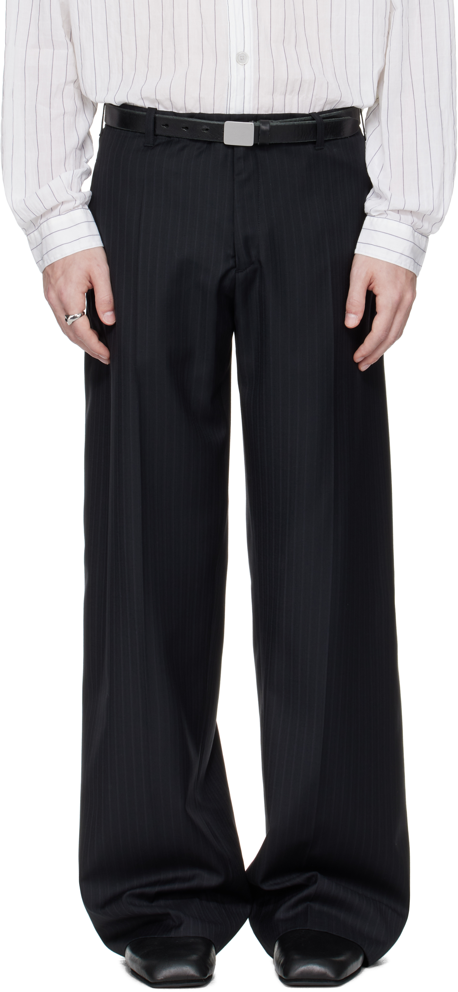 Our Legacy Work Shop Emporio Armani Black Togo Trousers In Blue