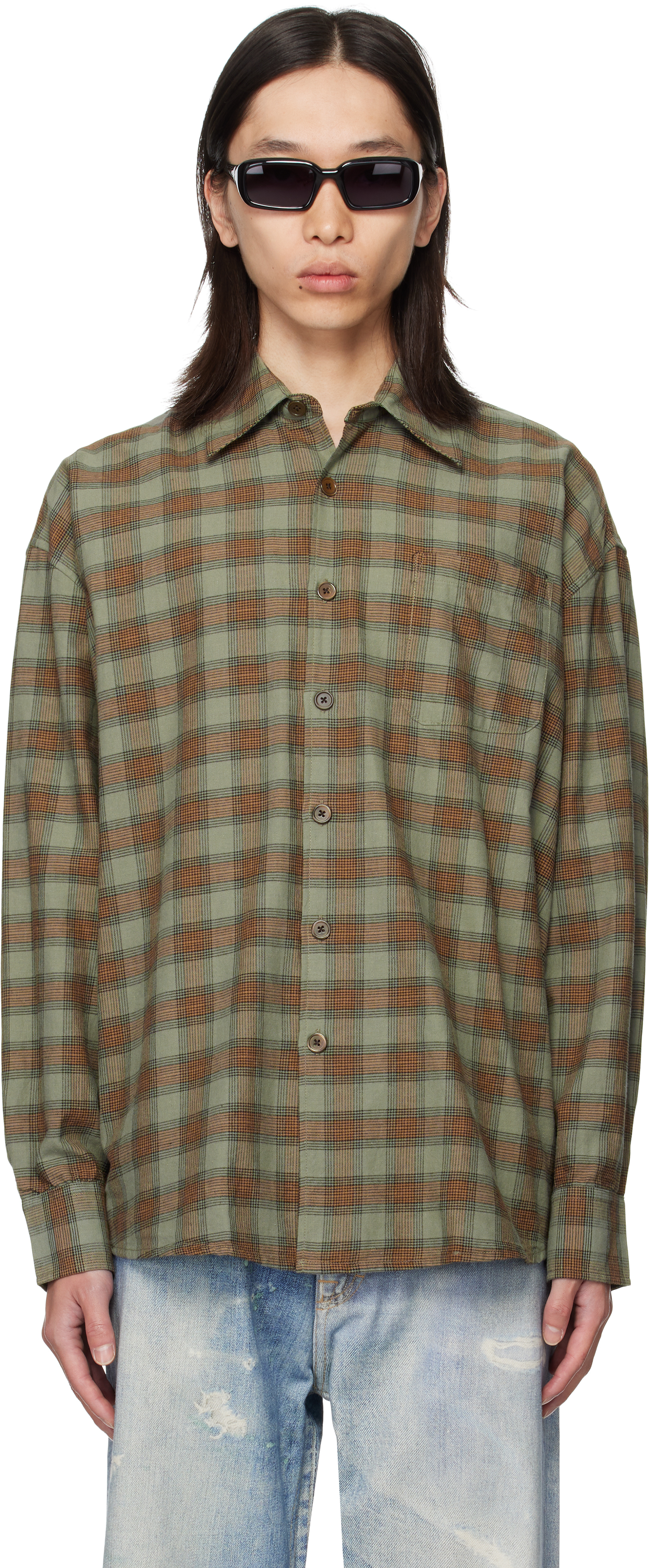 OUR LEGACY: カーキ Borrowed シャツ | SSENSE 日本