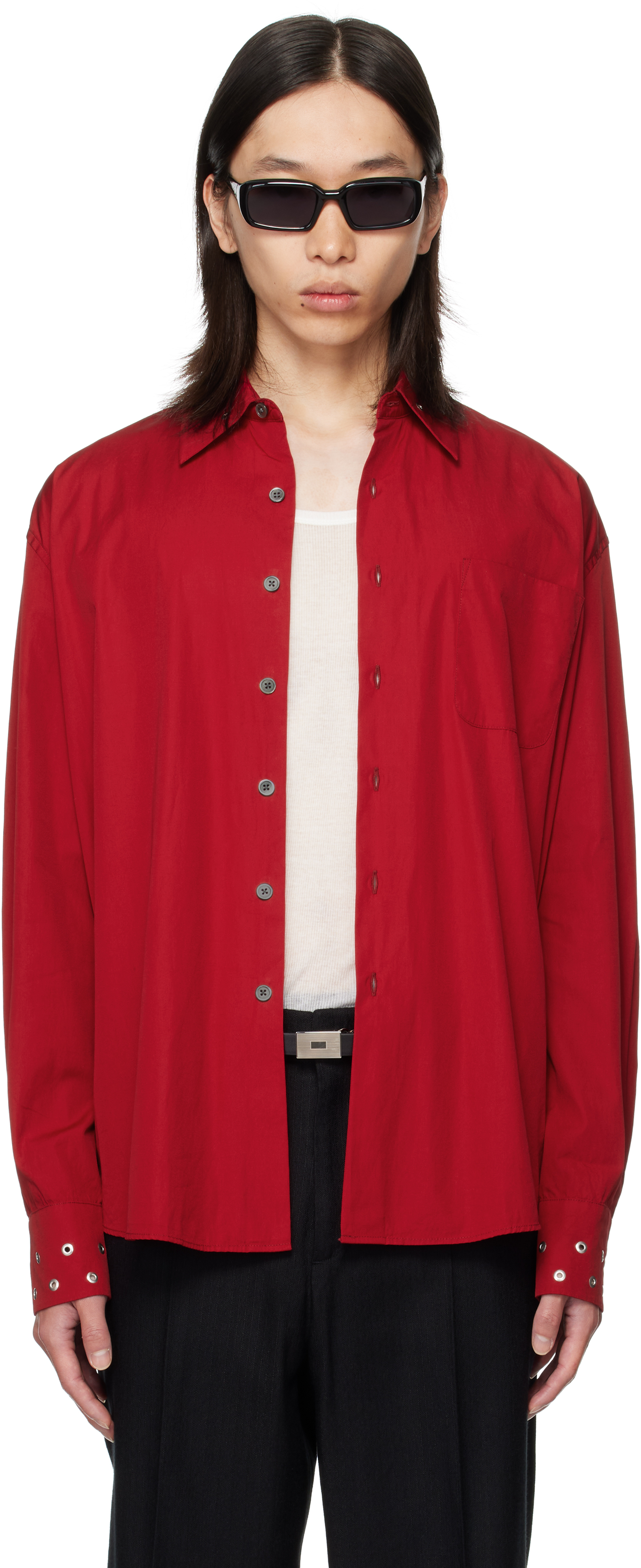 トップス 25ss Our Legacy above shirt size44 OUR LEGACY: Red Above Shirt | SSENSE Canada