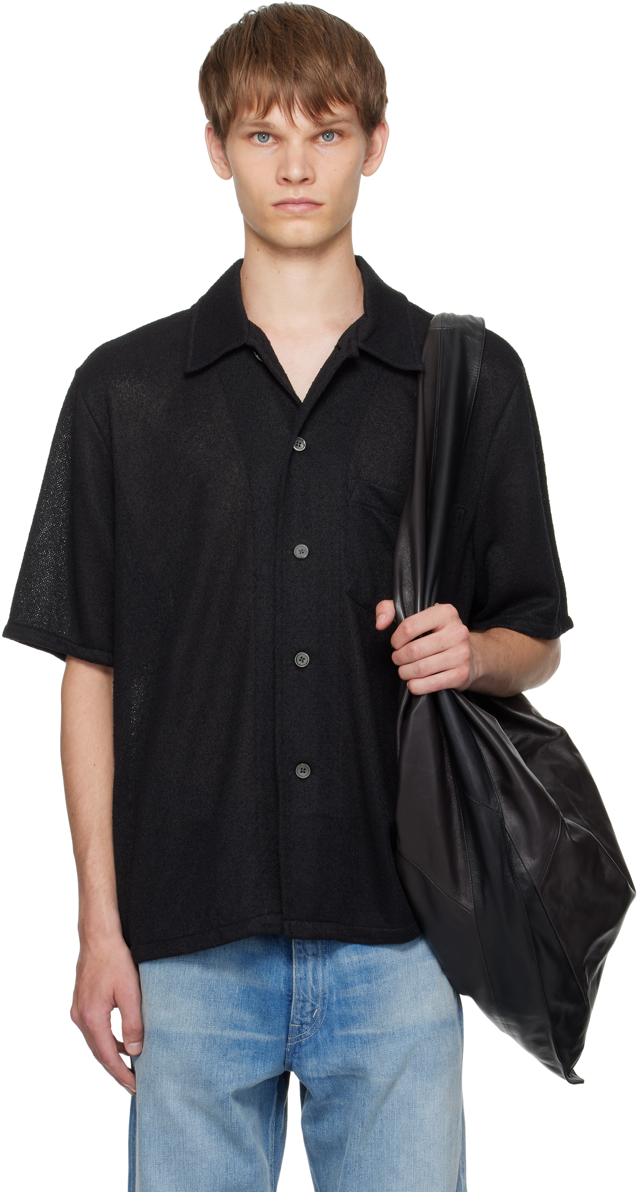 Our legacy ブラック 半袖シャツ サイズ48 BOX SHIRT Our Legacy - Box Shirt Shortsleeve Black Boucle