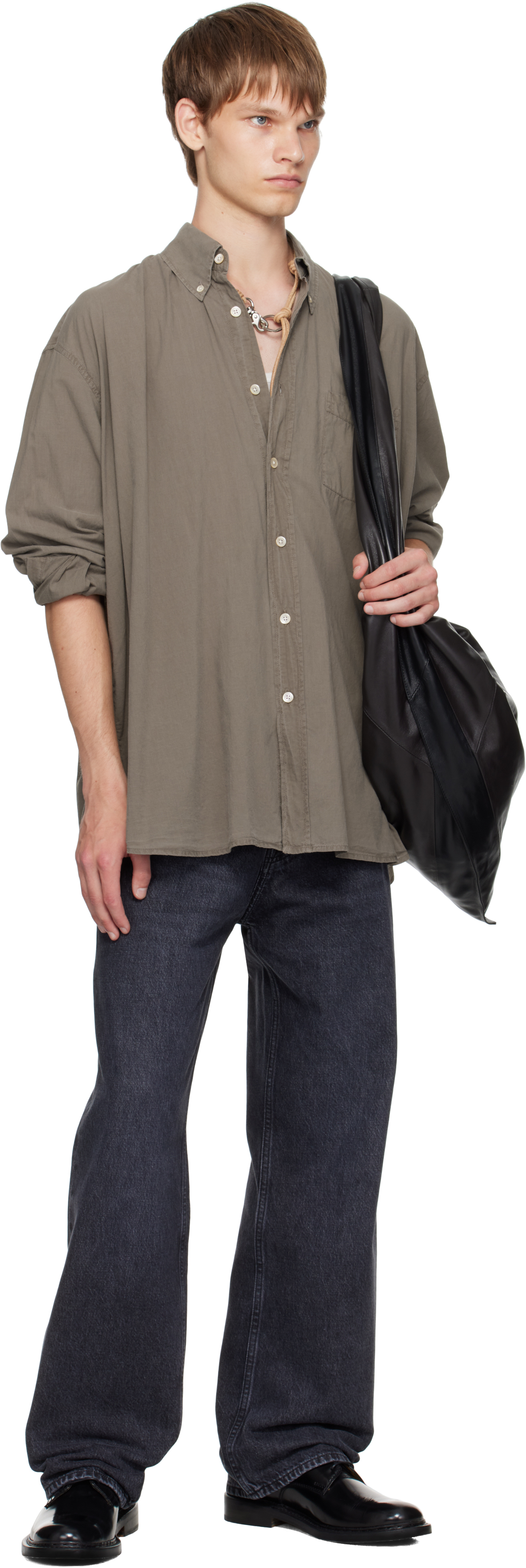 Our Legacy Borrowed Button-down Collar Cotton-voile Shirt In Brown