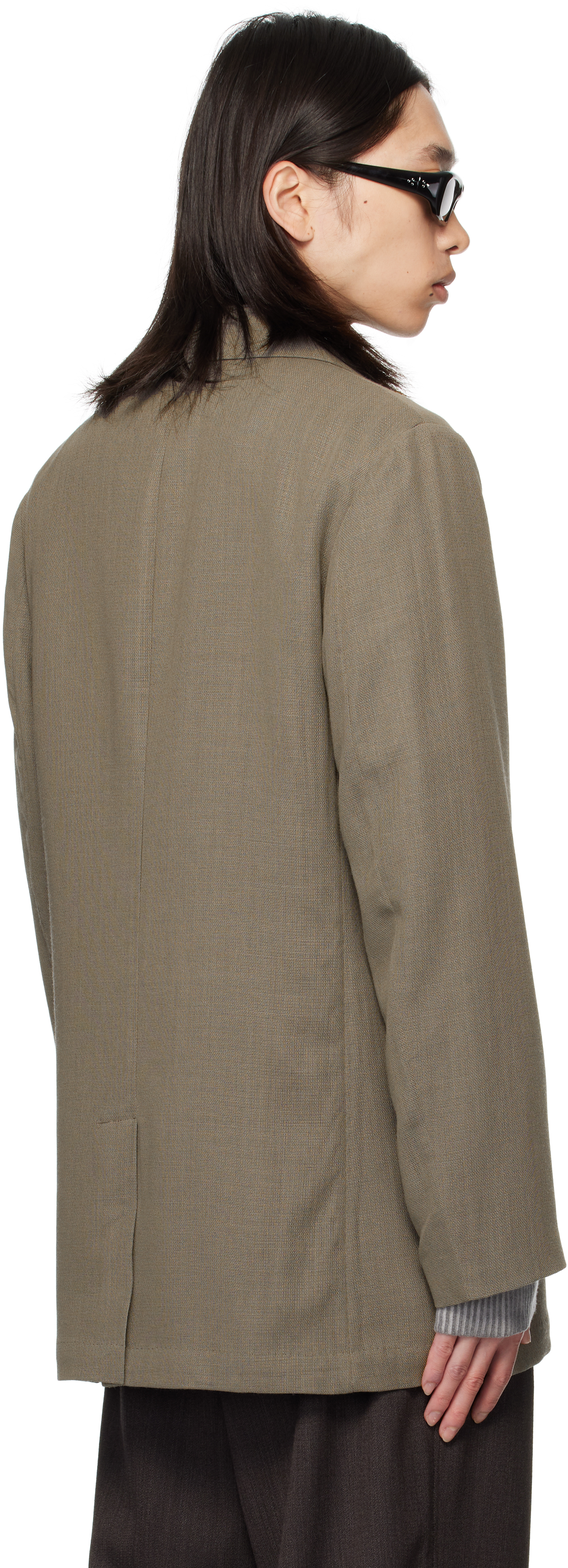 Our Legacy Gray Sharp Db Blazer In Green