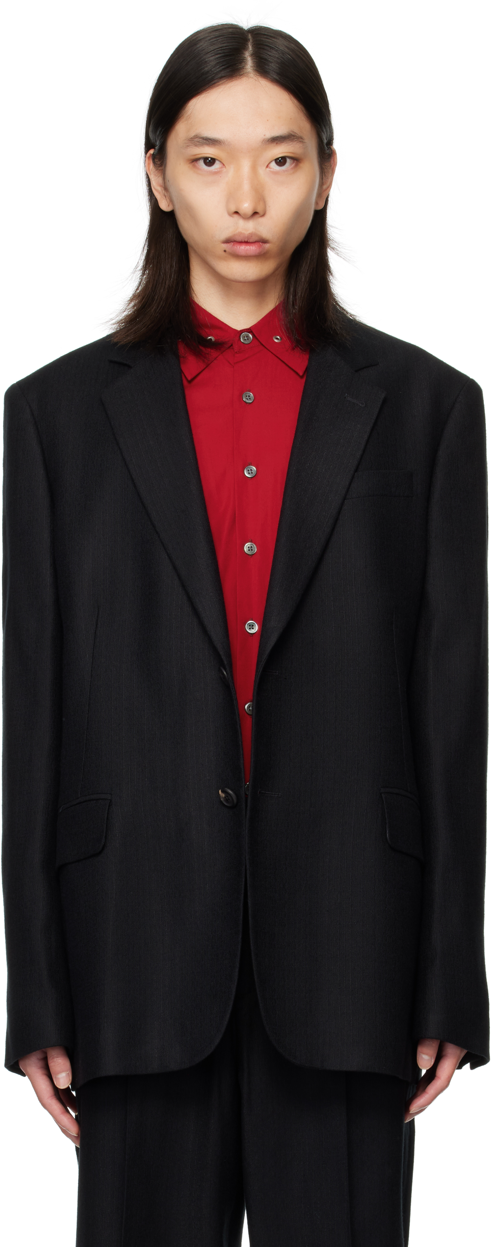 Our Legacy Work Shop Emporio Armani Black Togo Blazer In Blue