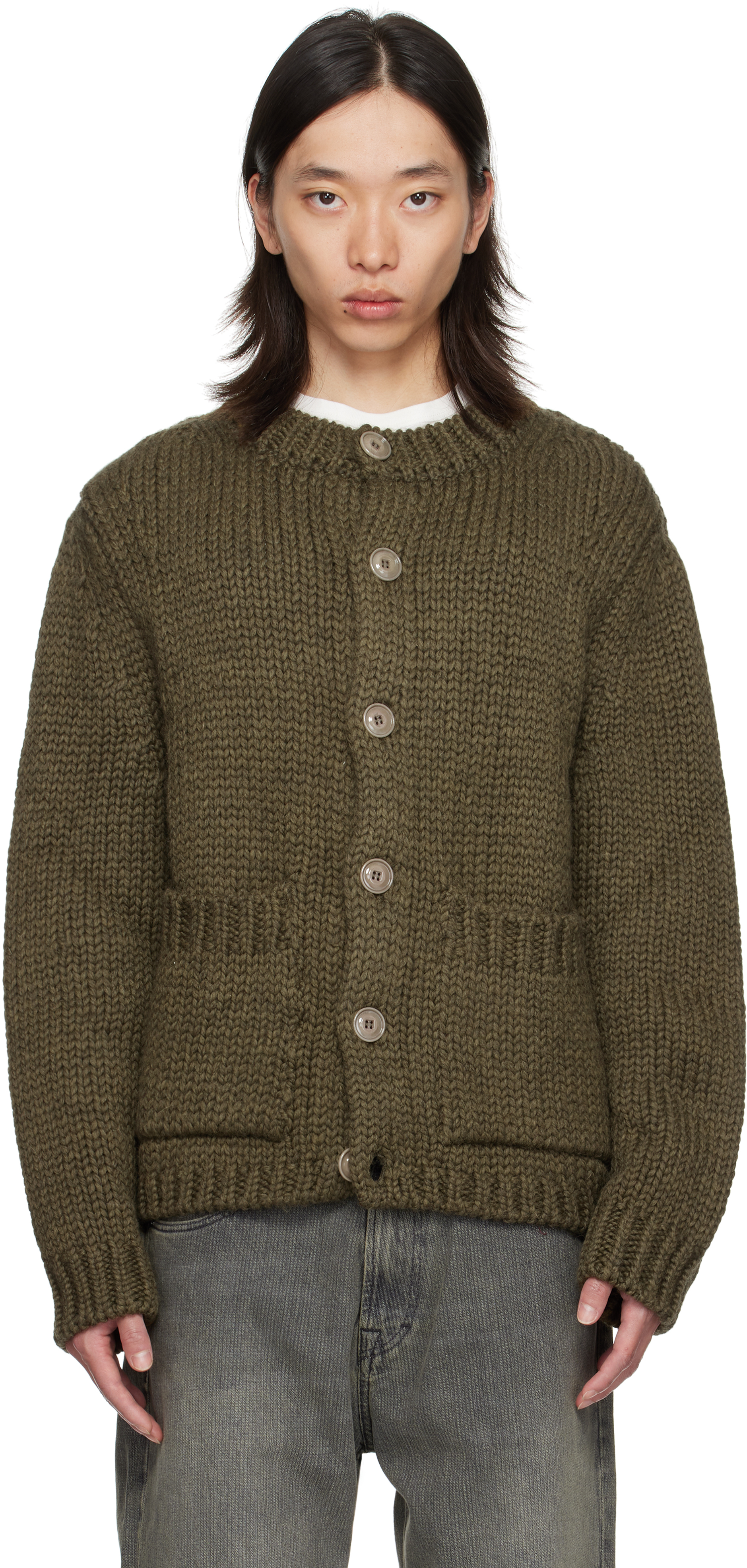 Our Legacy Over Wool And Alpaca Cardigan In Green