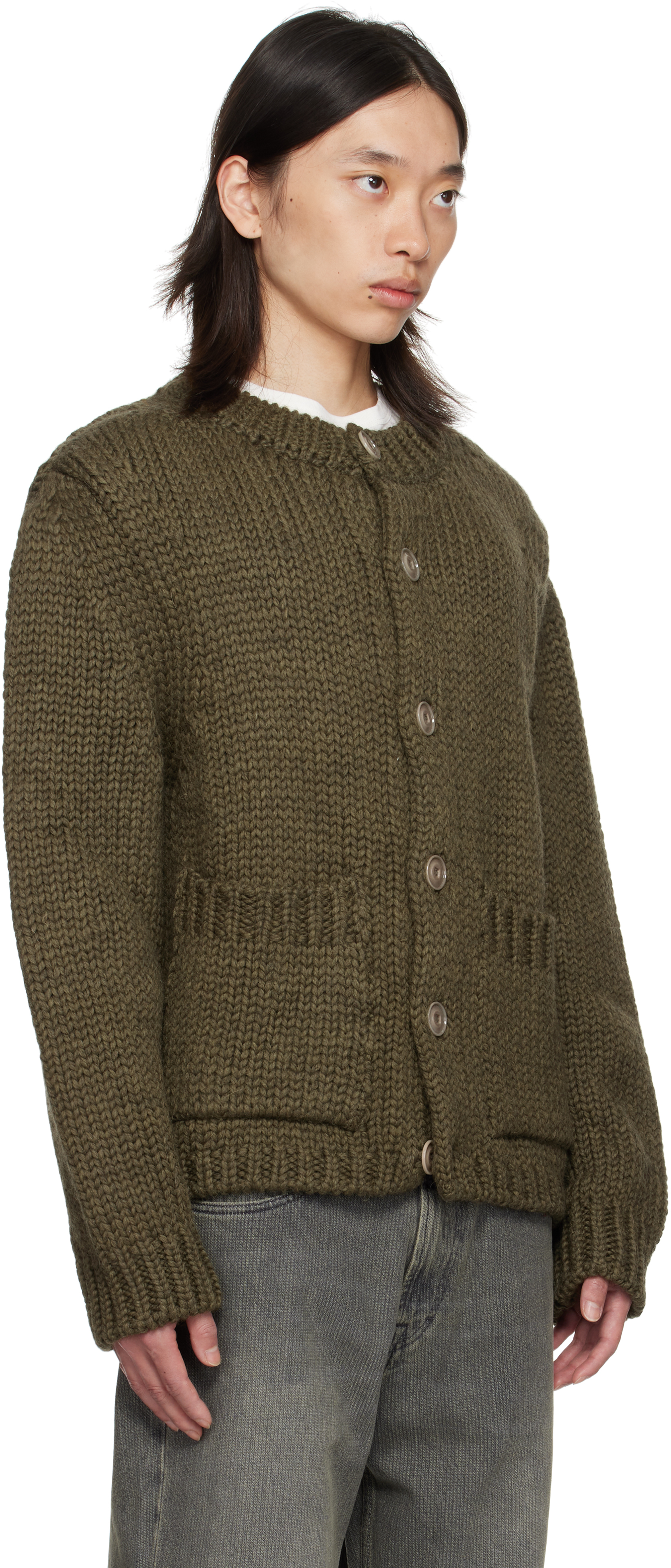 Our Legacy Over Wool And Alpaca Cardigan In Green