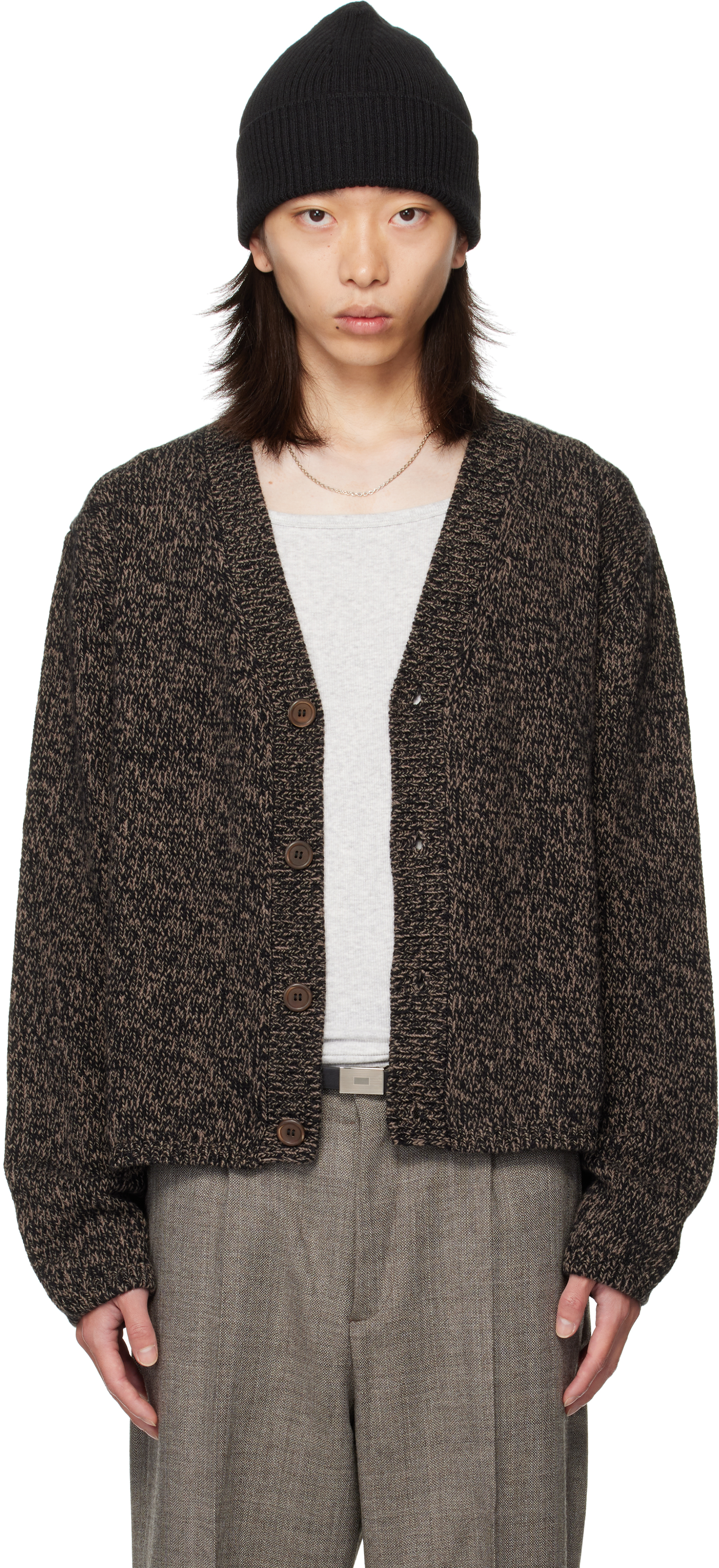 Our Legacy Brown Textured Wool Cardigan In Brown