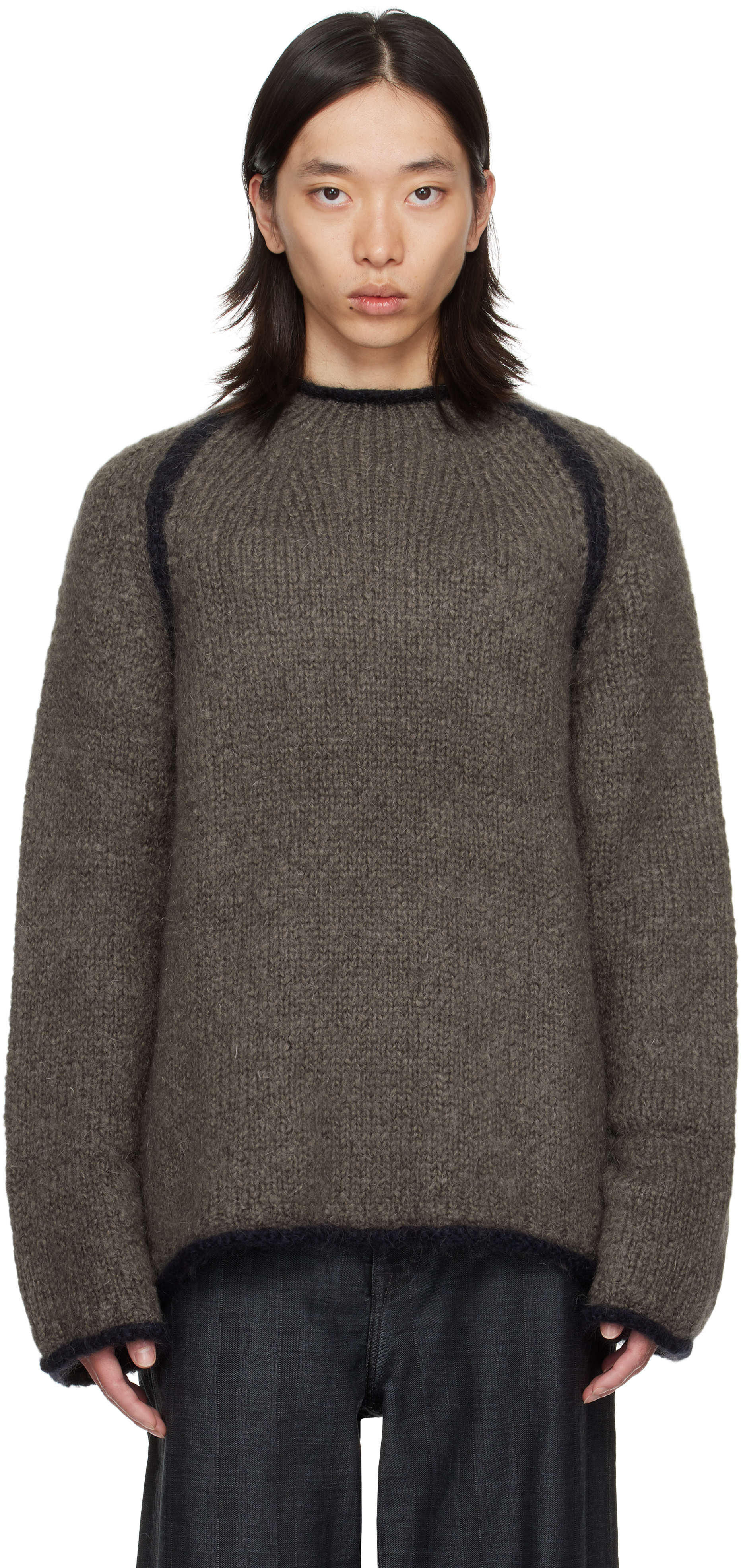 Our Legacy Soft Durable Knitwear Contrast Trim In Gray