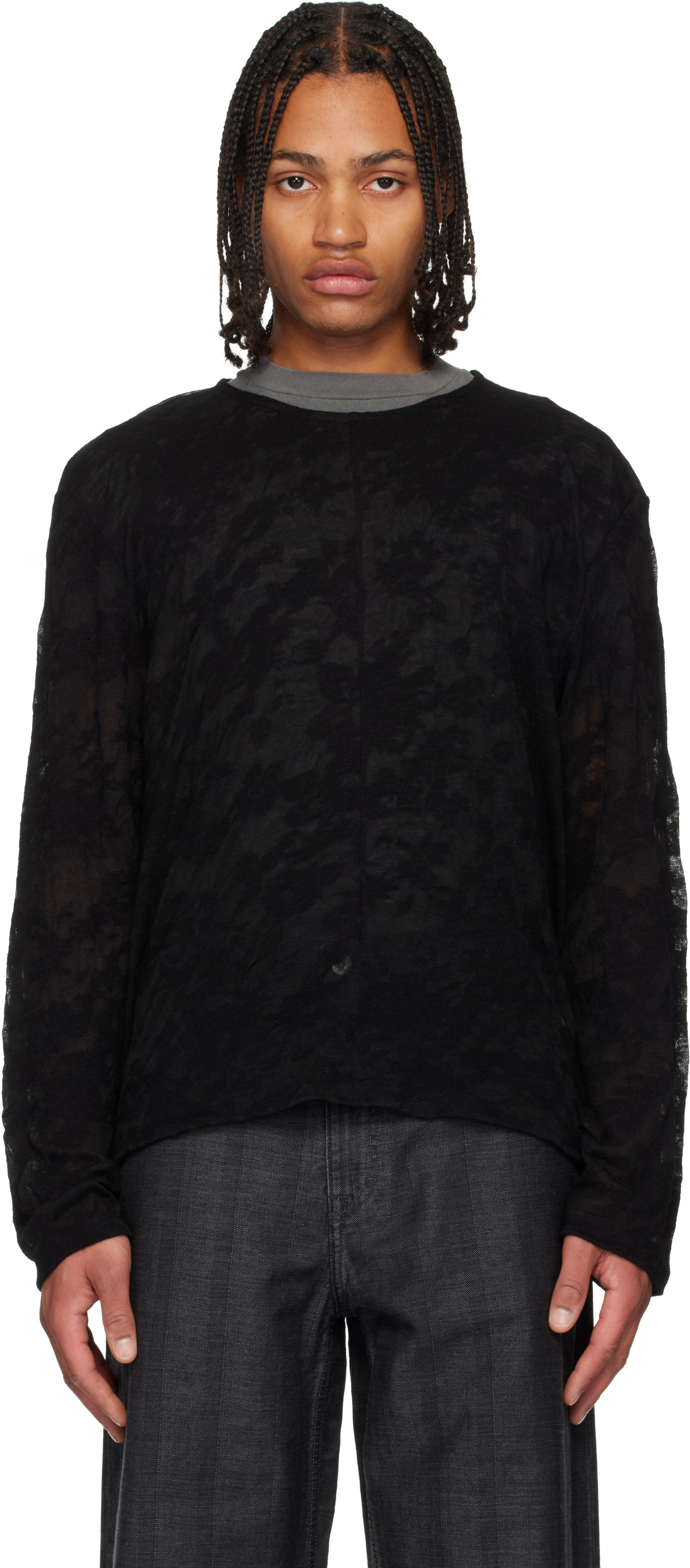 Our Legacy Black Double Lock U Neck Sweater In Black