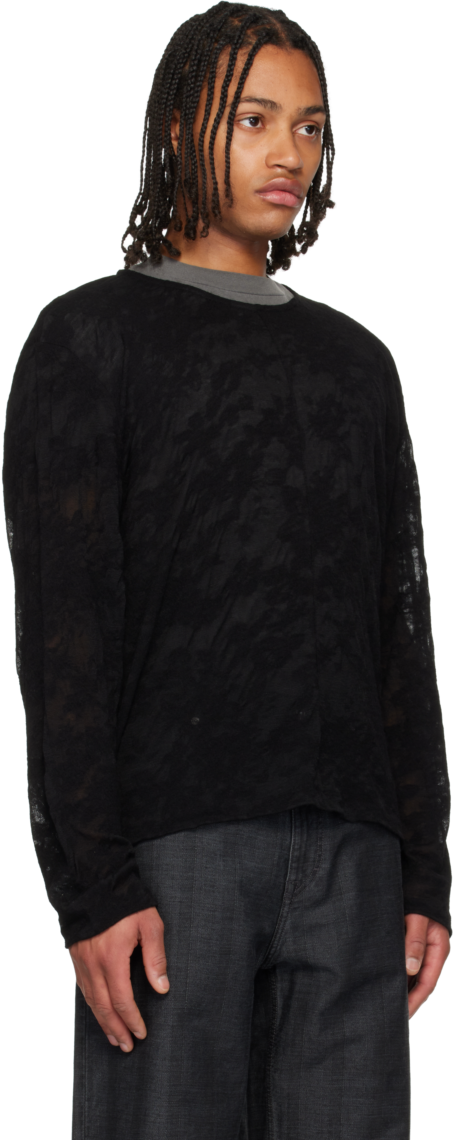 Our Legacy Black Double Lock U Neck Sweater In Black
