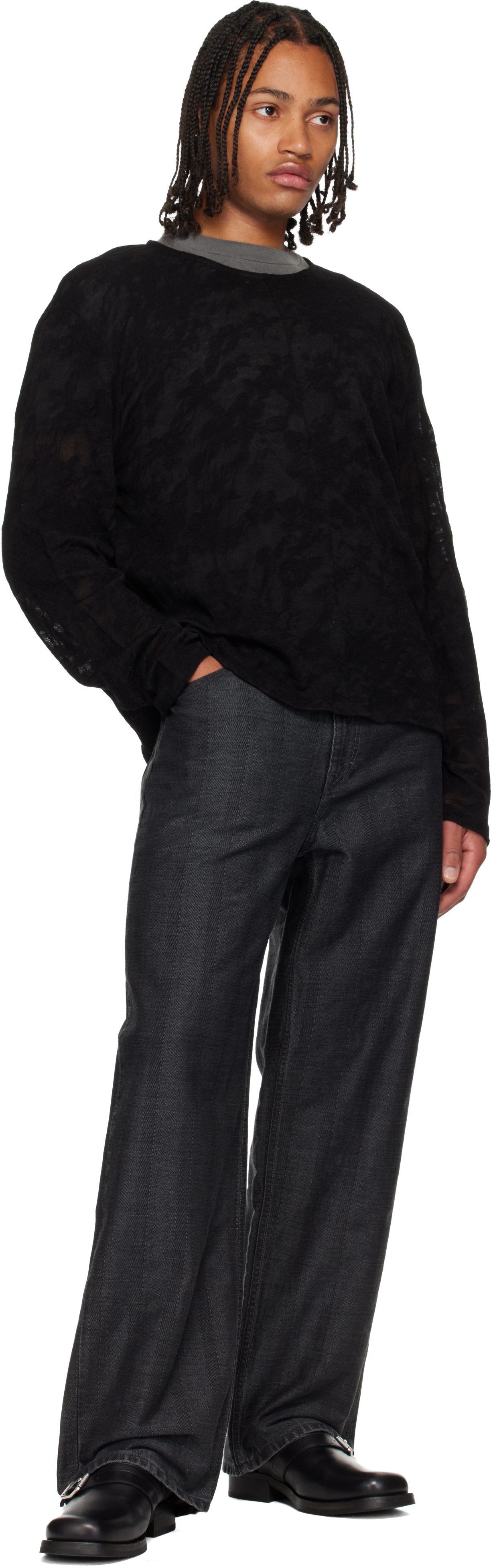 Our Legacy Black Double Lock U Neck Sweater In Black