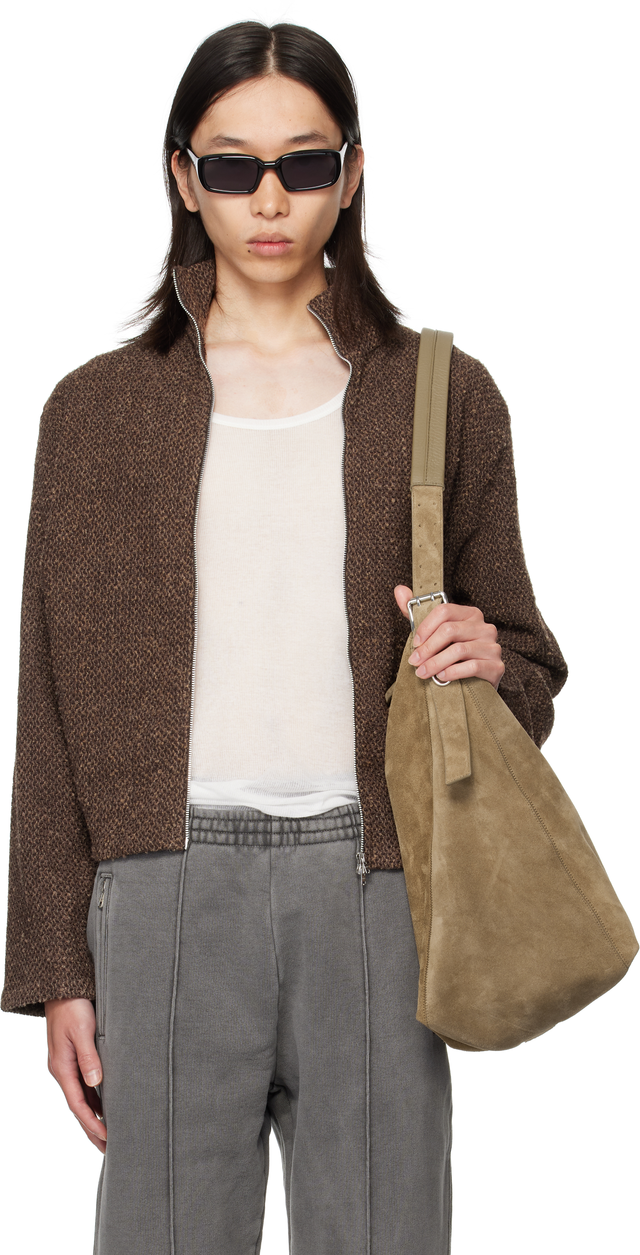 Our Legacy Brown Shrunken Fullzip Sweatshirt