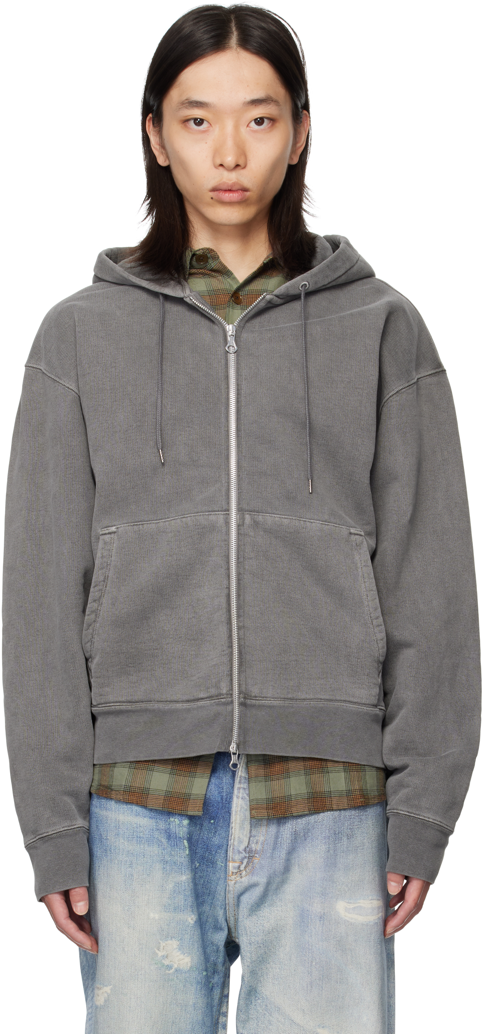 Our Legacy Rascal Cotton Fleece Zip-up Hoodie In Gray