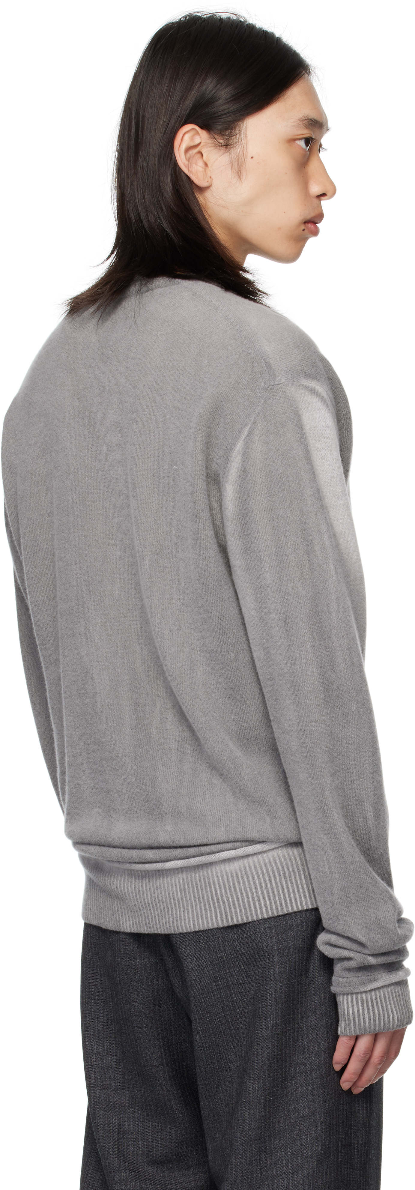Our Legacy Parallel Merino Wool V-neck Sweater In Gray