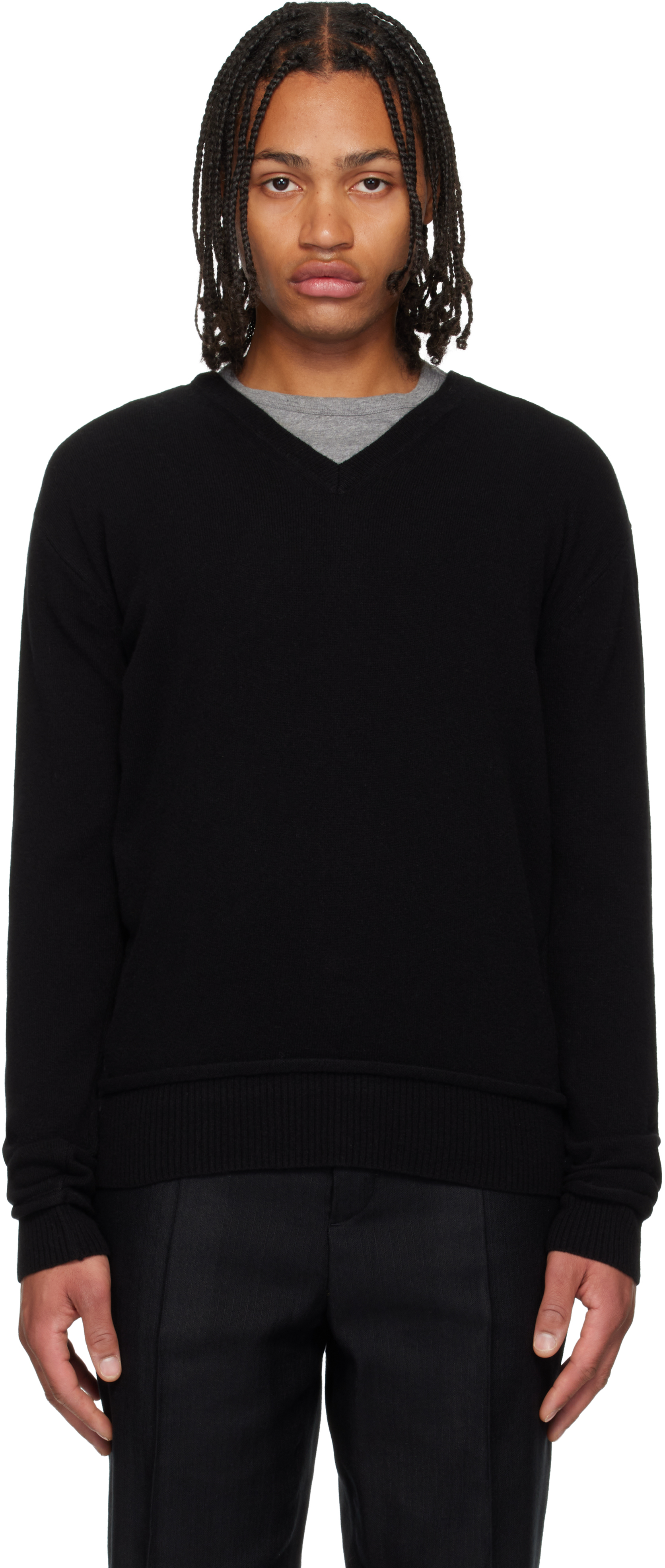 Our Legacy Black Parallel V-neck Sweater In Black