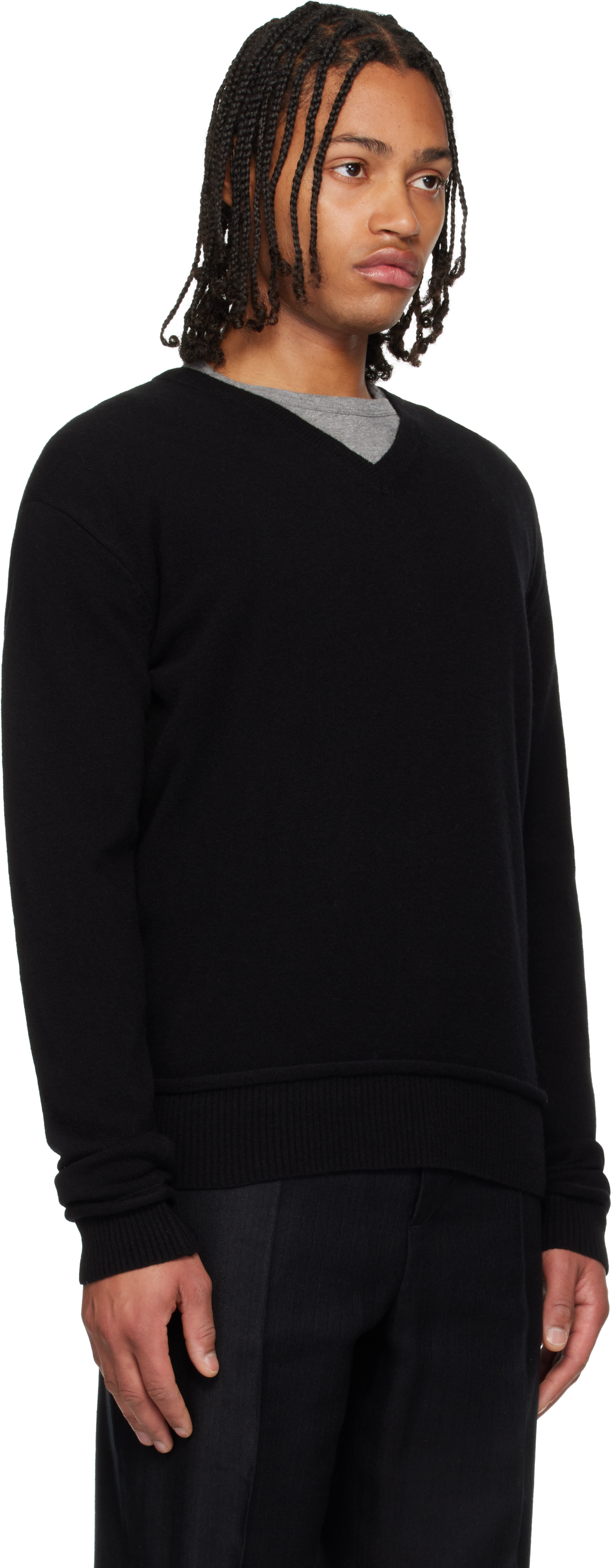 Our Legacy Black Parallel V-neck Sweater In Black
