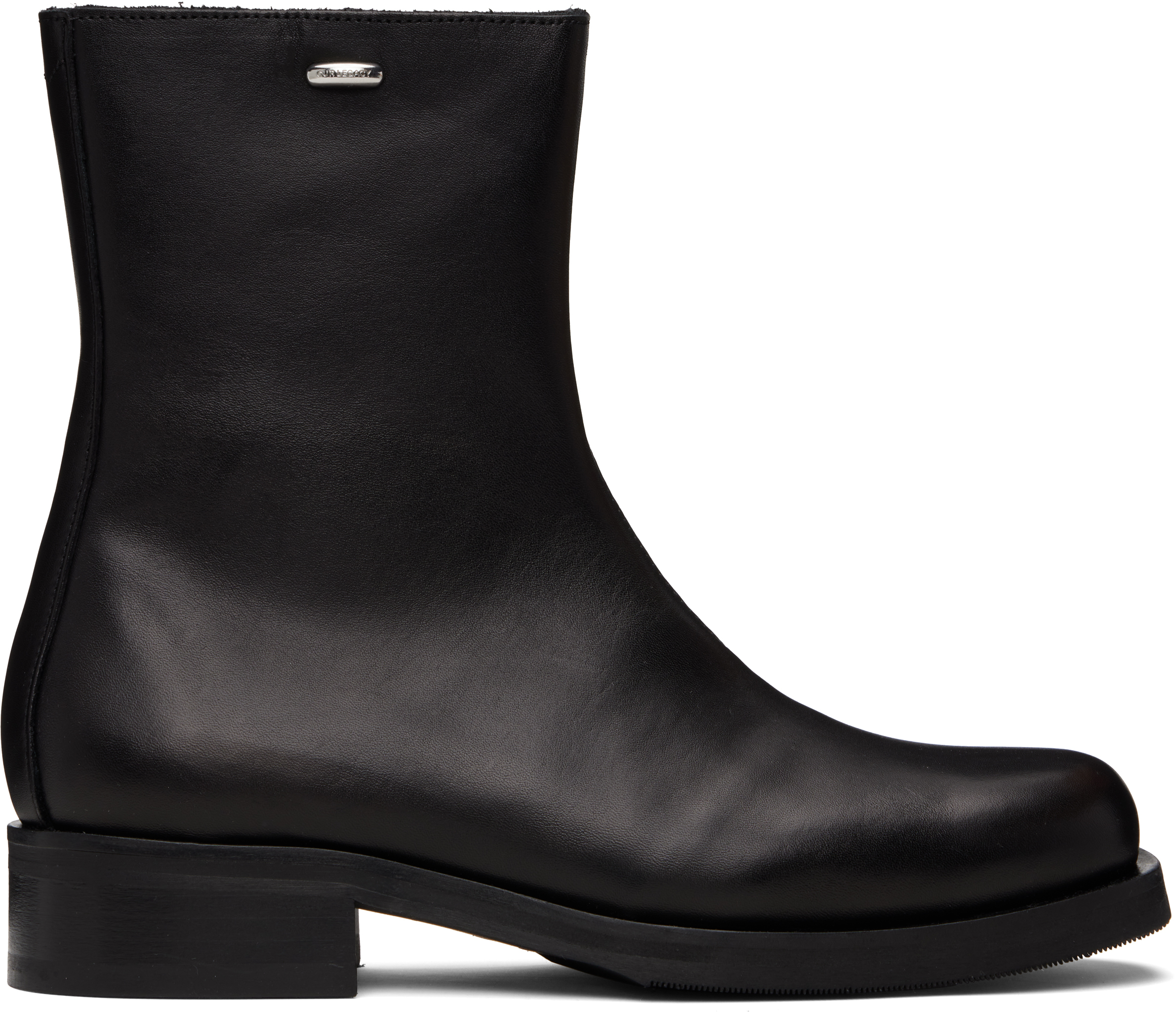 Our Legacy Block Heel Round Toe Smooth Finish Boots In Black