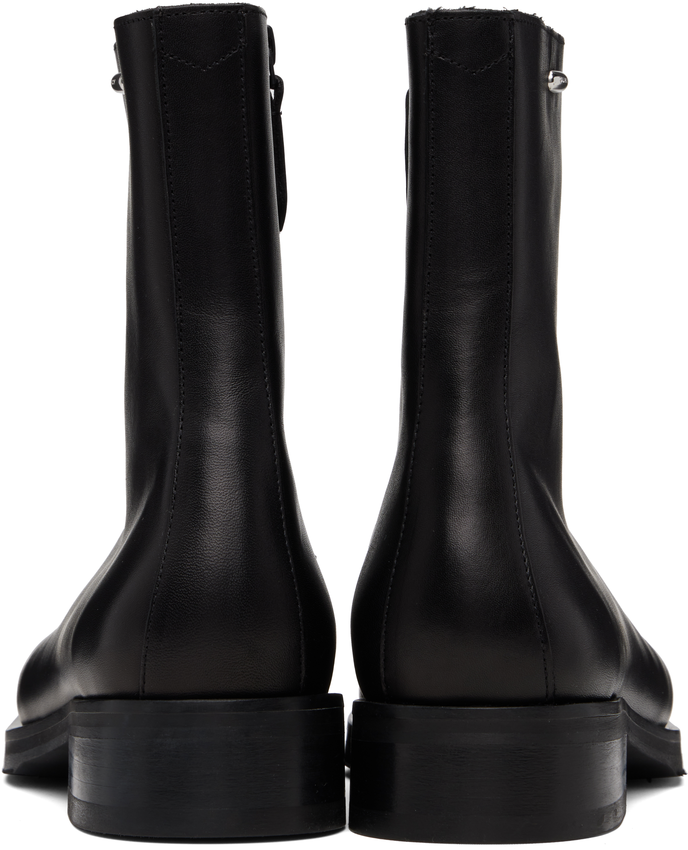 Our Legacy Block Heel Round Toe Smooth Finish Boots In Black