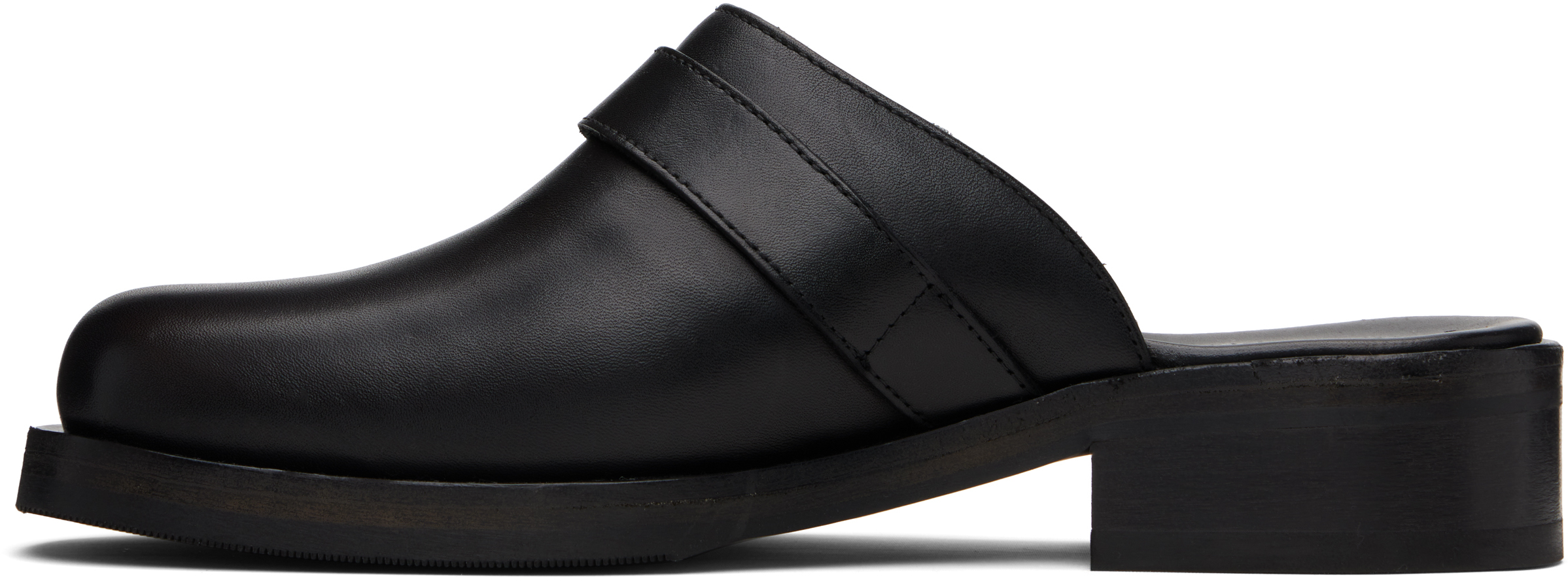 Our Legacy Ssense Exclusive Black Leather Camion Mule Loafers In Black