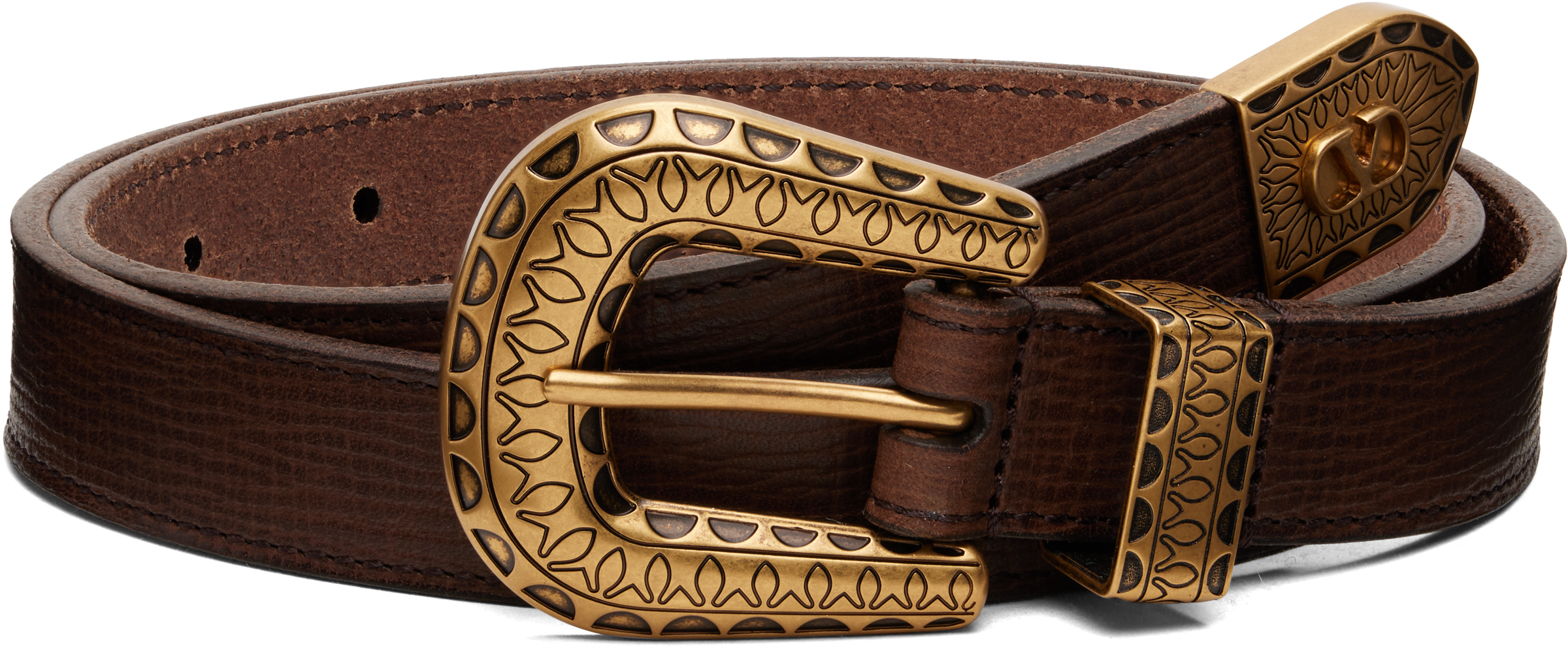Valentino Garavani Brown Belt with Gold Buckle Leather belt Valentino Garavani Brown size S International  main image 2