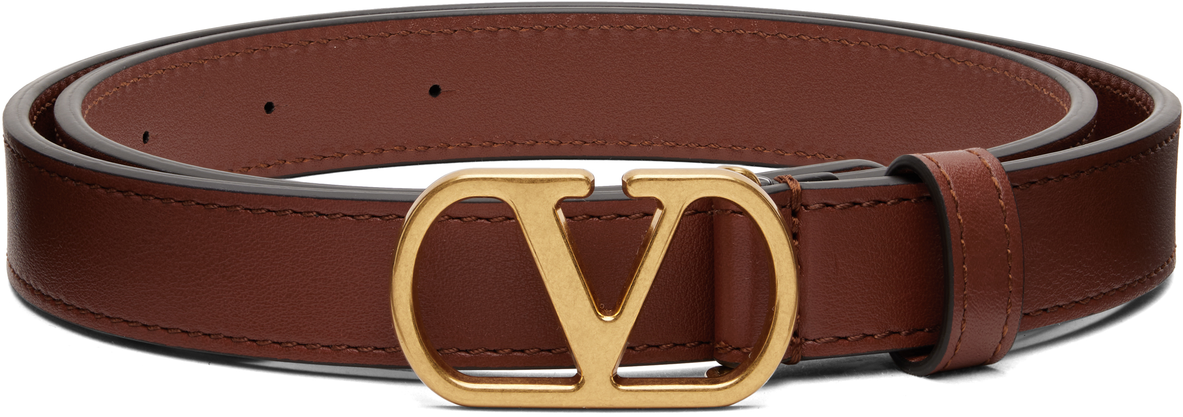 Valentino Tan Vlogo Signature Belt In Brown