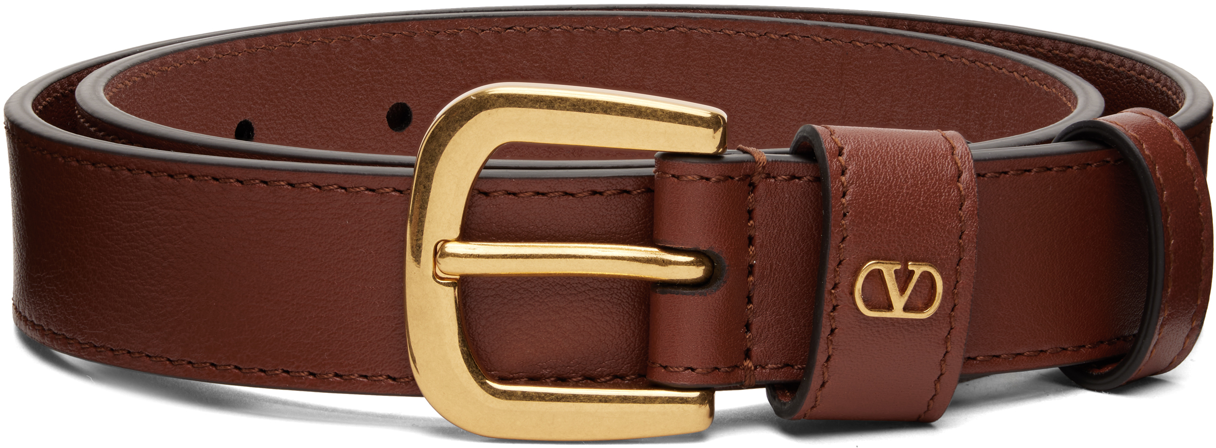 Valentino Tan Vlogo Signature Belt In Brown