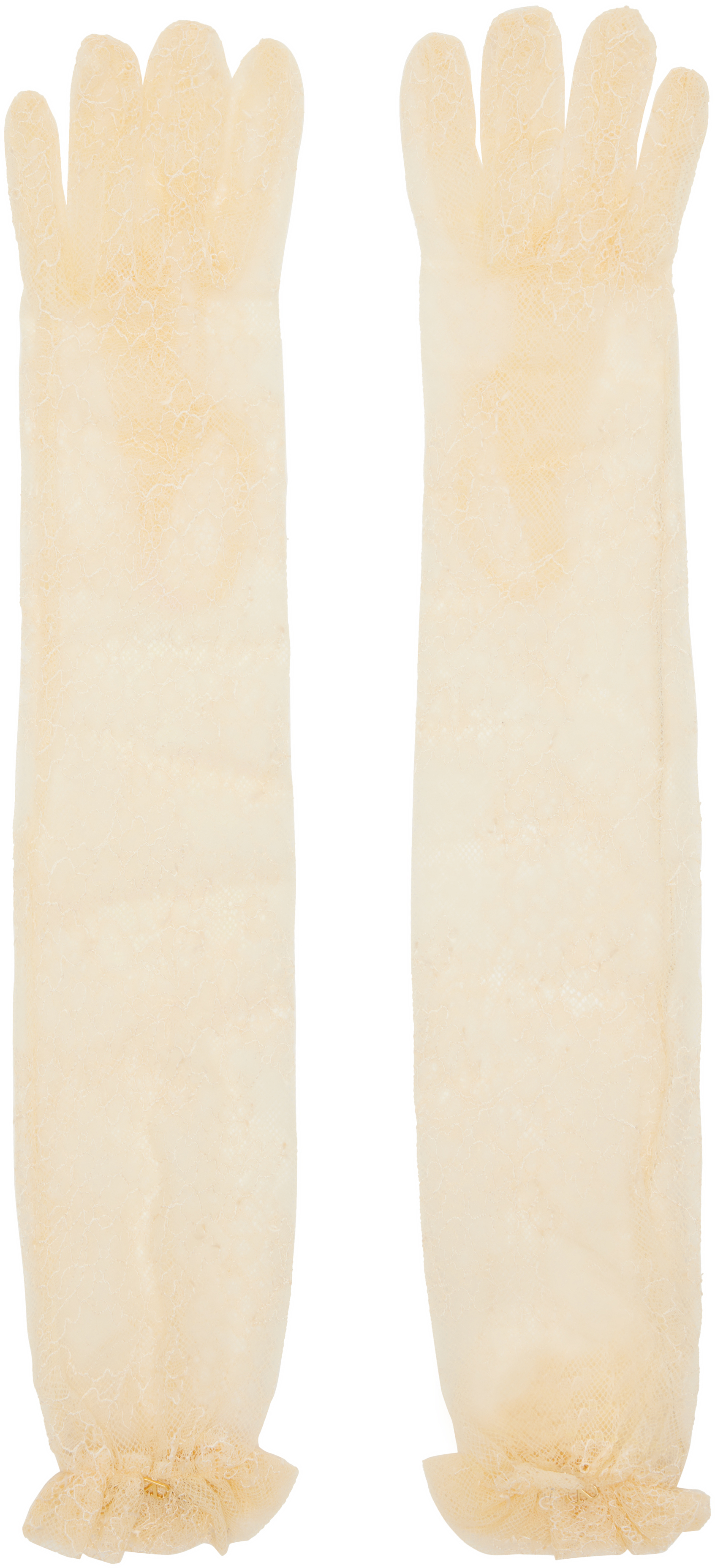 Valentino Off-white Lace Gloves In Neutral