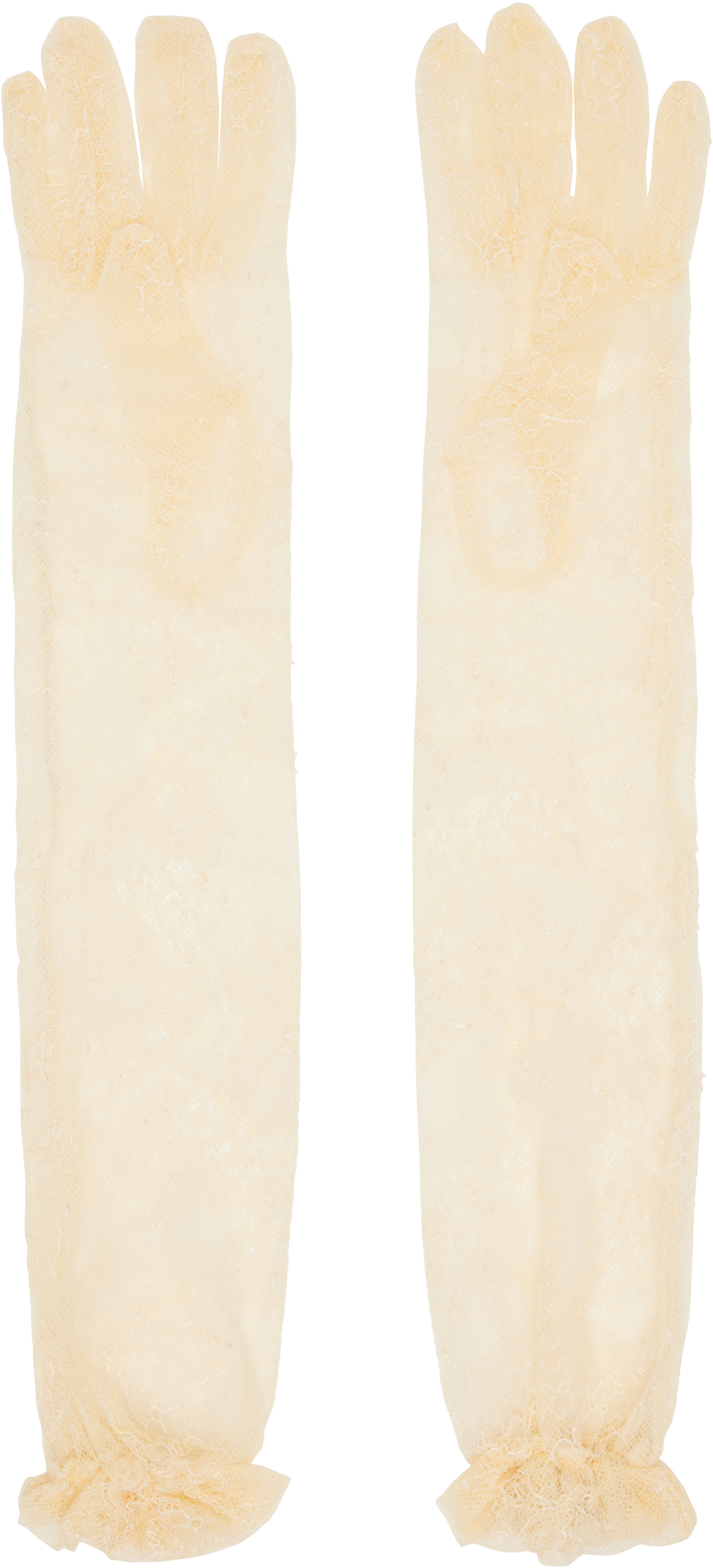 Valentino Off-white Lace Gloves In Neutral