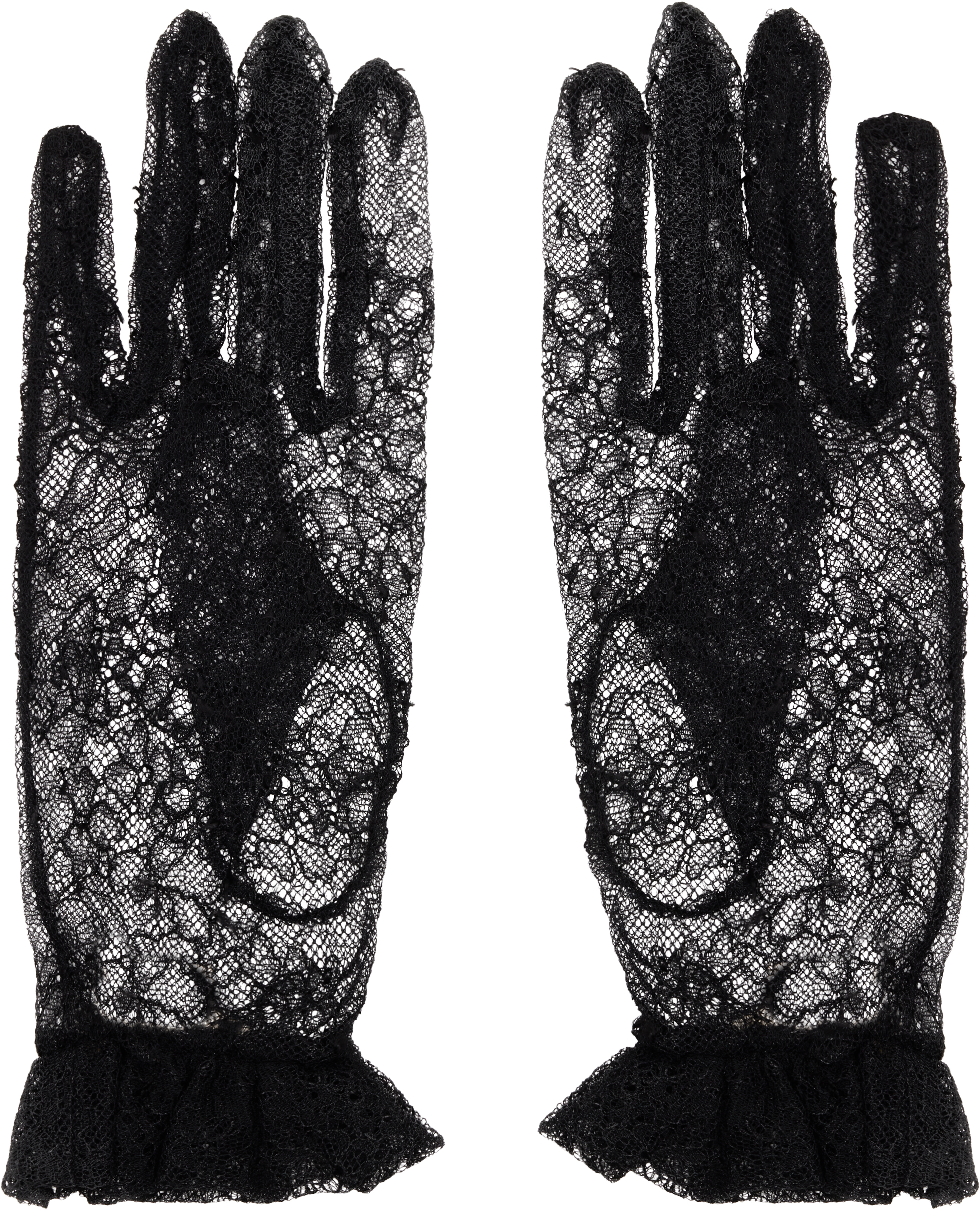Valentino Black Vlogo Signature Lace Gloves In Black