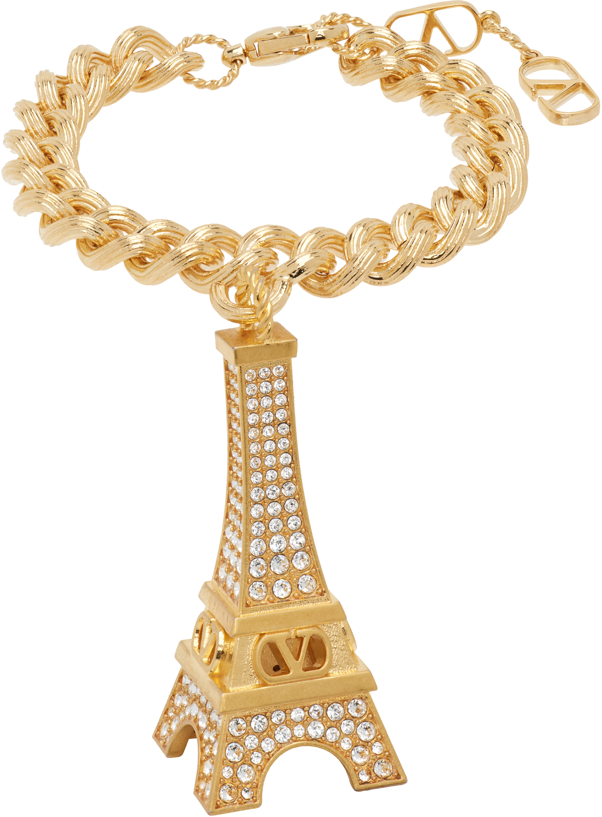 Valentino Eiffel Tower Charm Bracelet In Gold