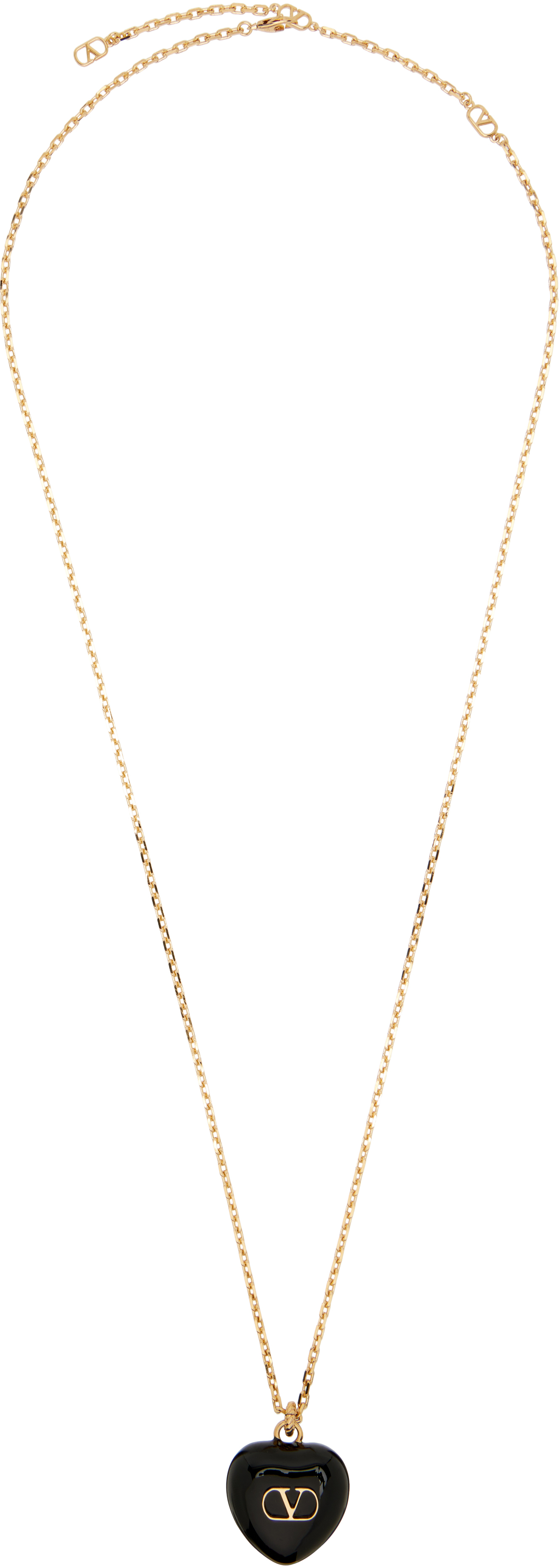 Valentino Royal Heart Metal And Enamel Chain Necklace In Gray