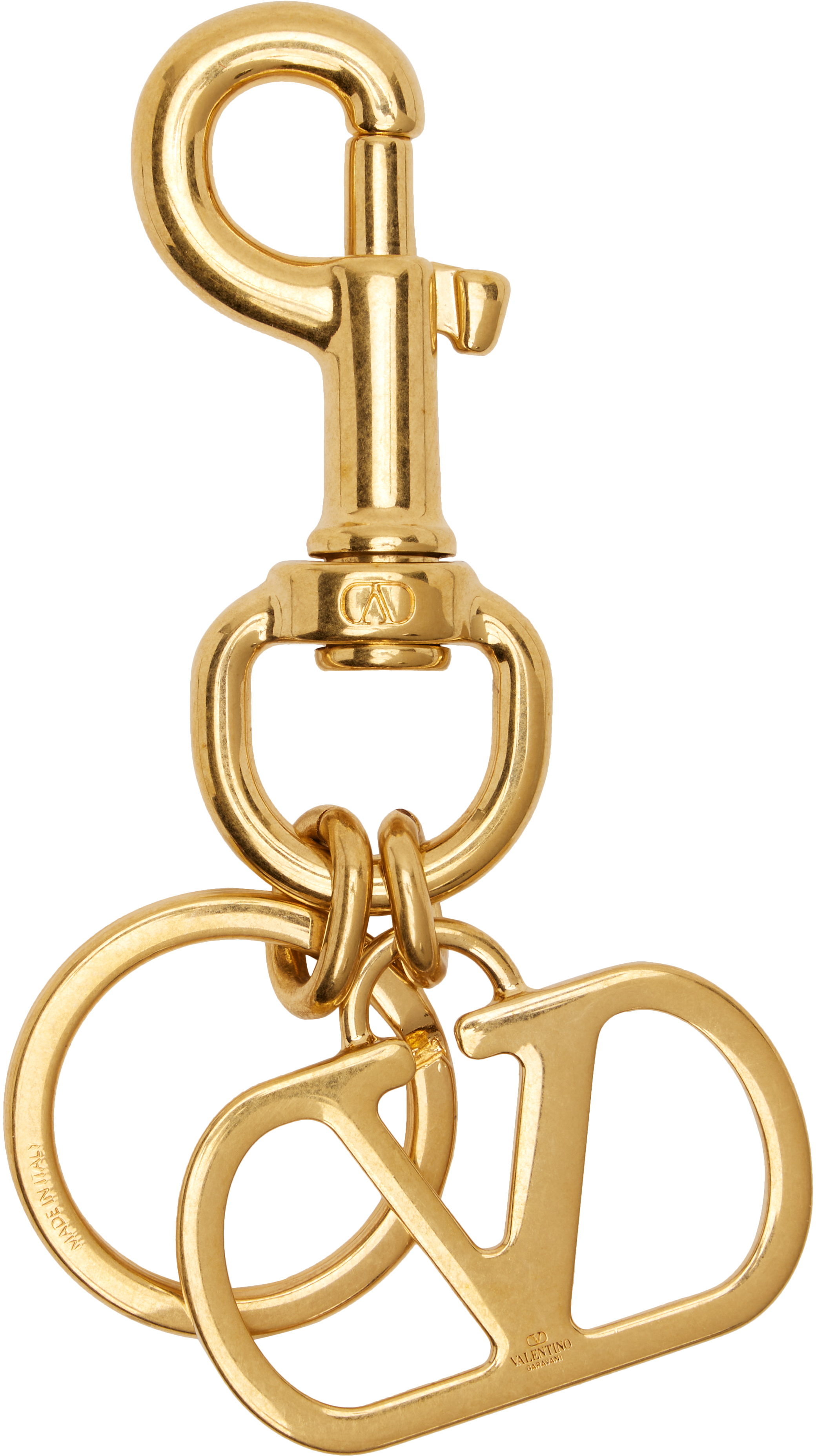 Valentino Gold Vlogo Signature Bag Charm Keychain In Gold