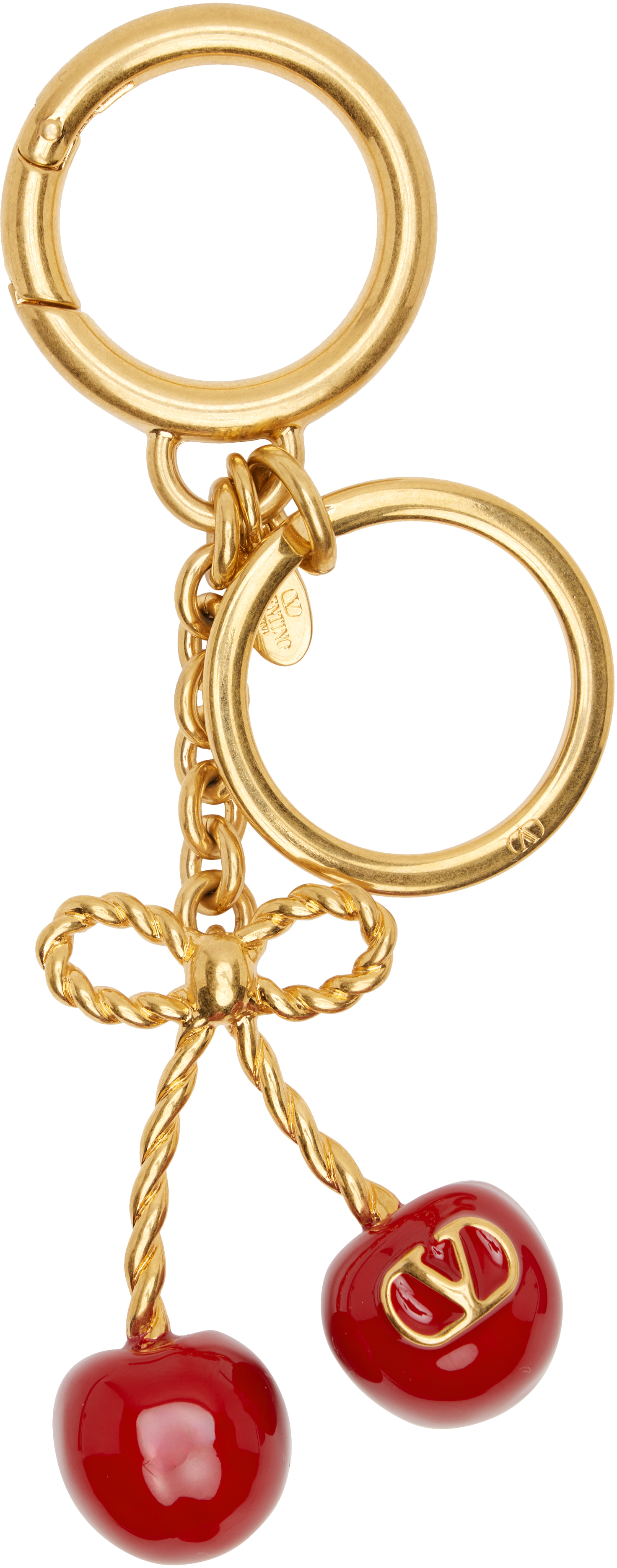 Valentino Chez  Vlogo Key Chain Bag Charm In Gold