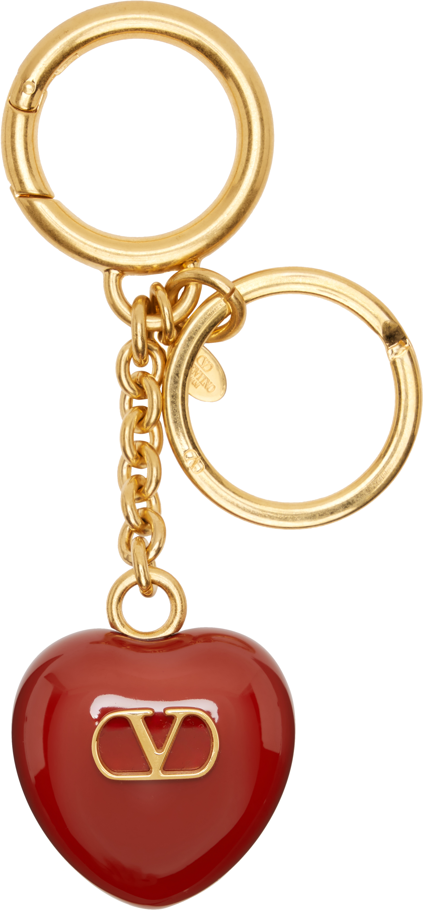 Valentino Garavani Coeur Royal Vlogo Key Chain Bag Charm In Gold