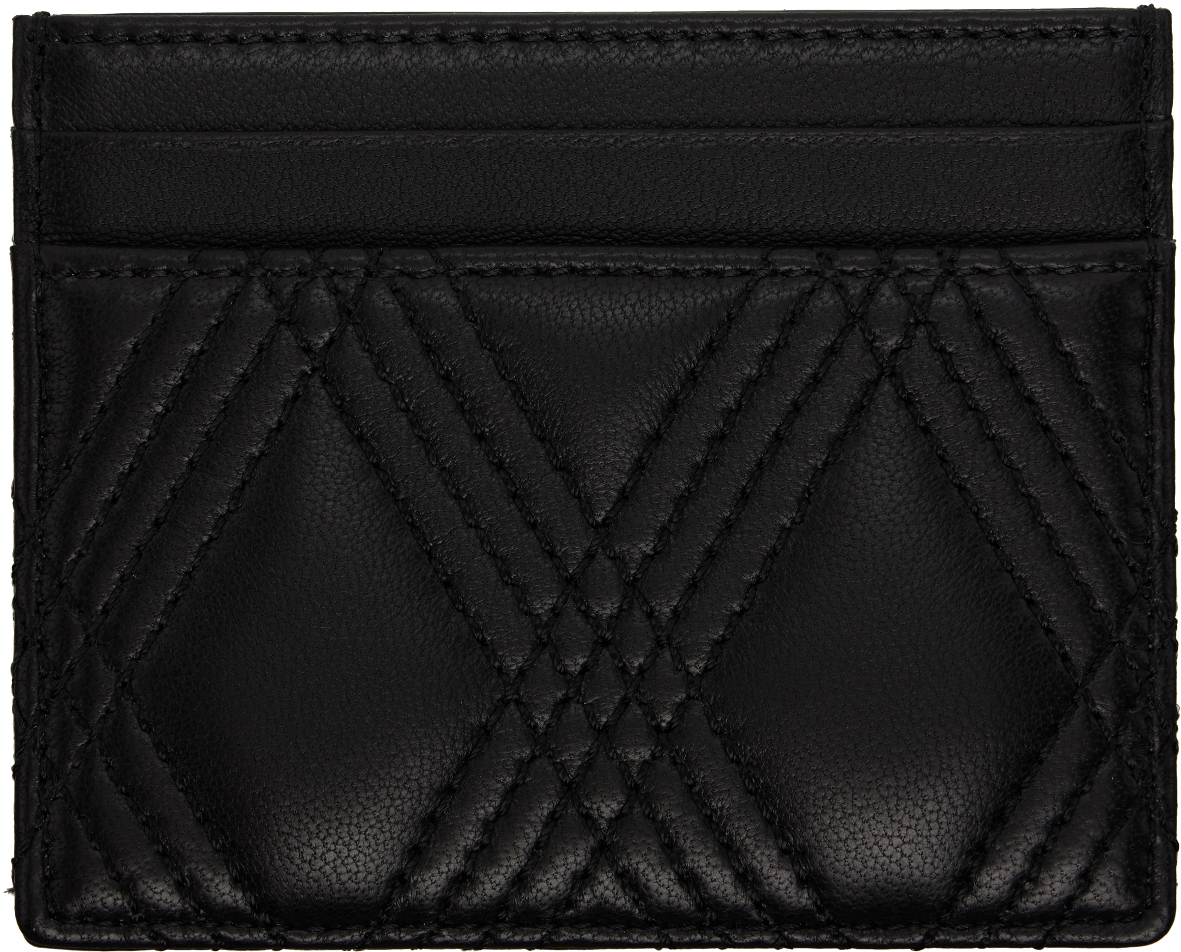 Valentino Black Quiltie 67 Card Holder In Black