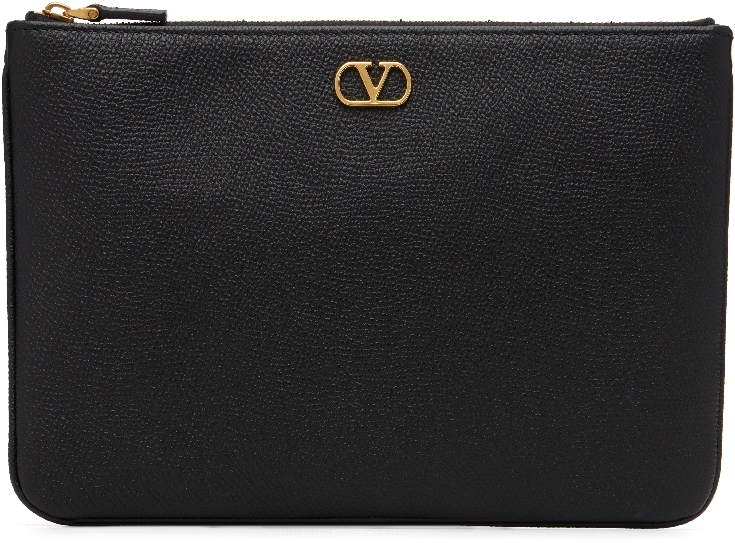 Valentino Black Flat Vlogo Signature Pouch In Black