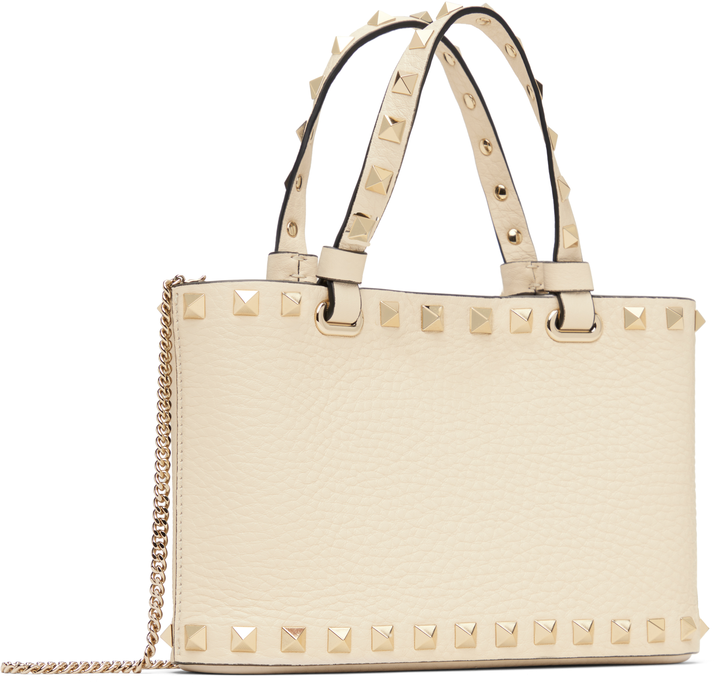 Valentino Off-white Rockstud Mini Shopping Bag In Neutral