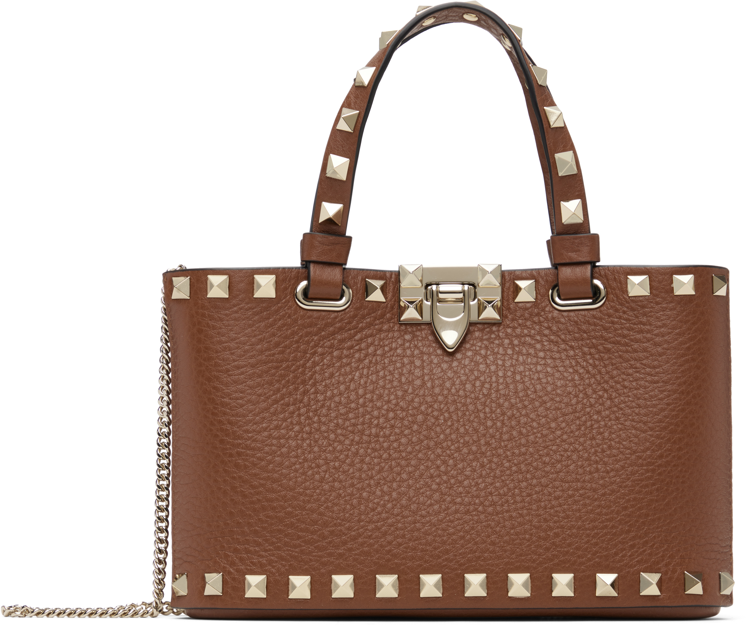 Valentino Garavani Tan Rockstud Mini Shopping Bag