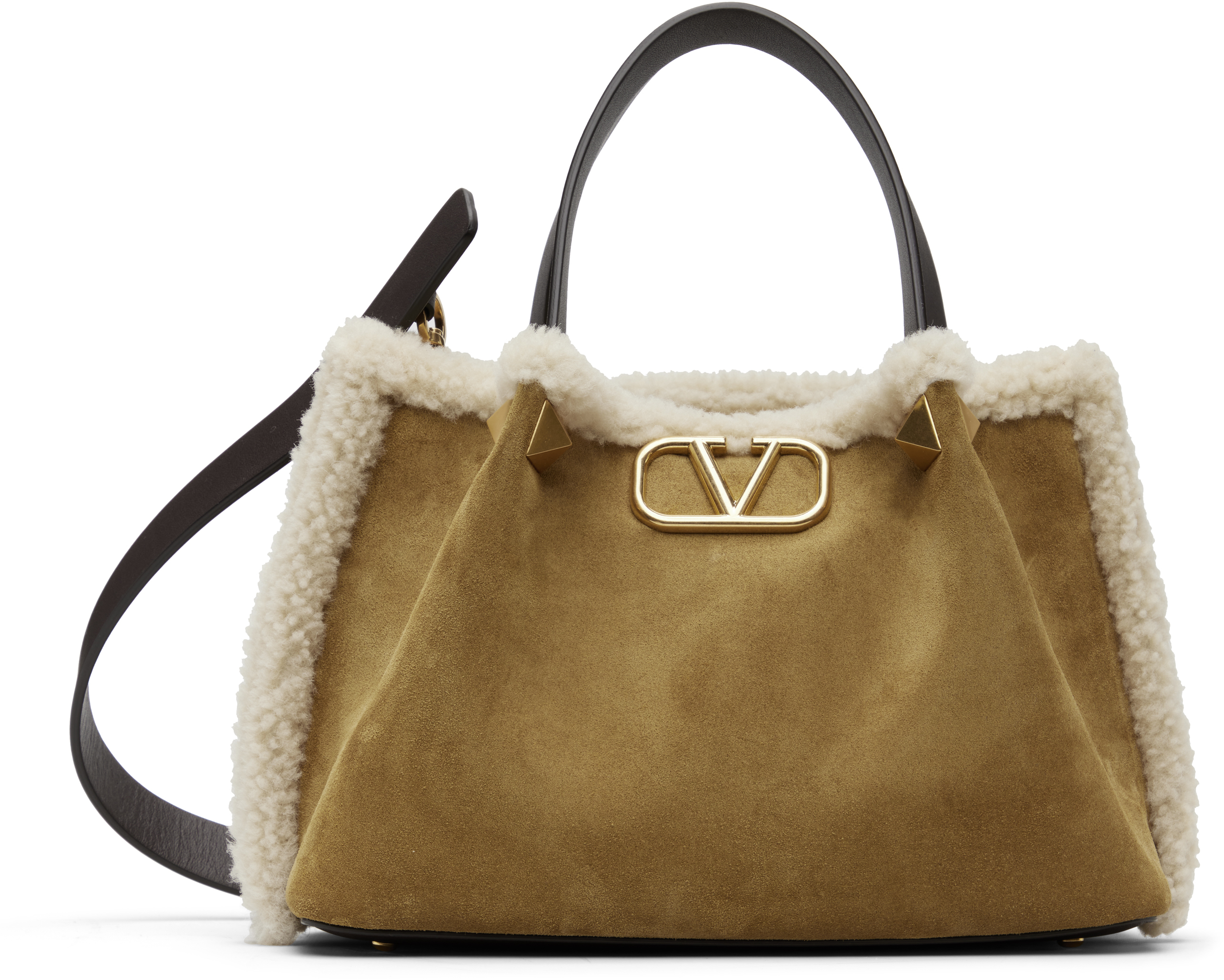 Valentino Tan Suede Stud Small Bag